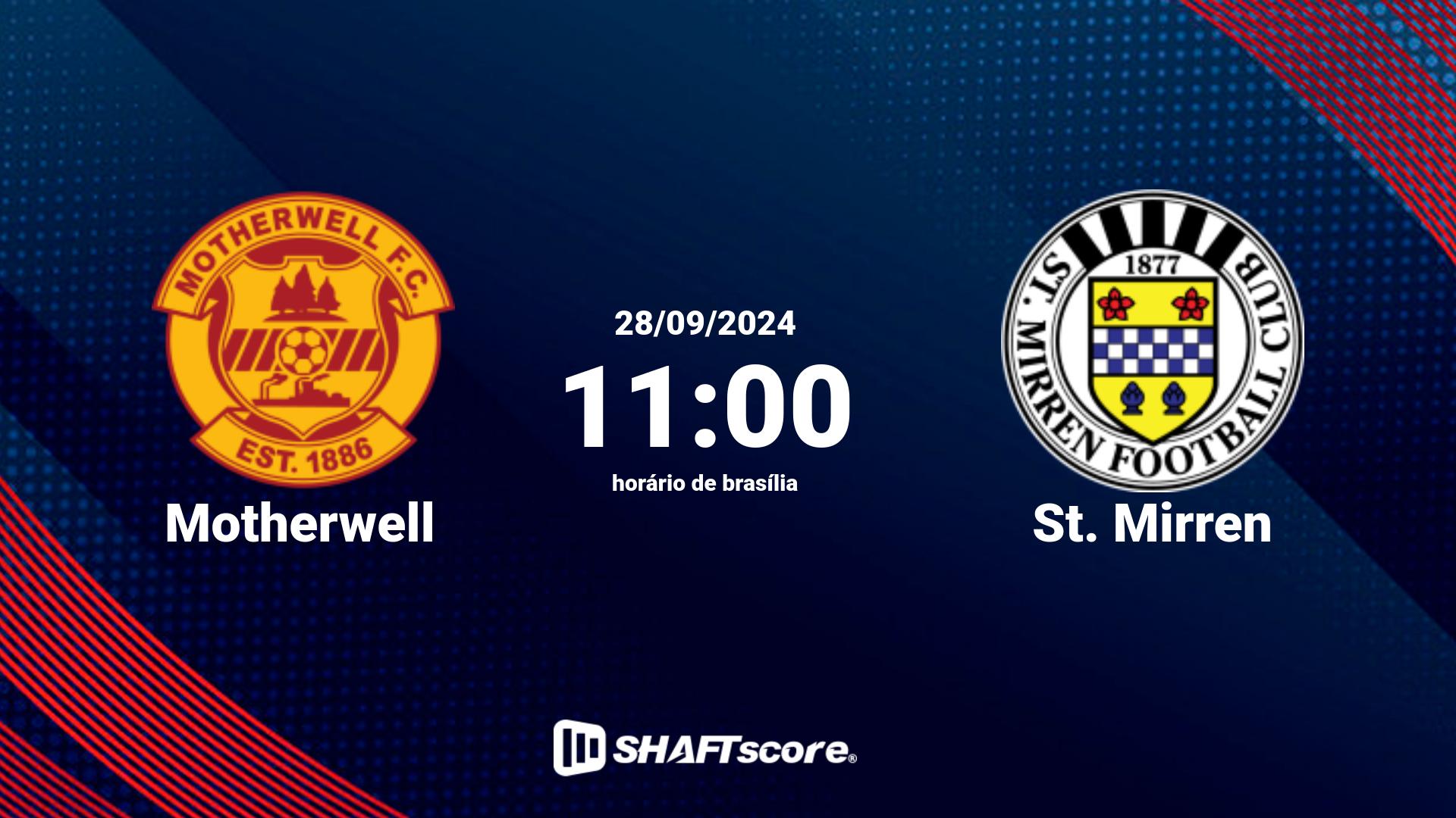 Estatísticas do jogo Motherwell vs St. Mirren 28.09 11:00