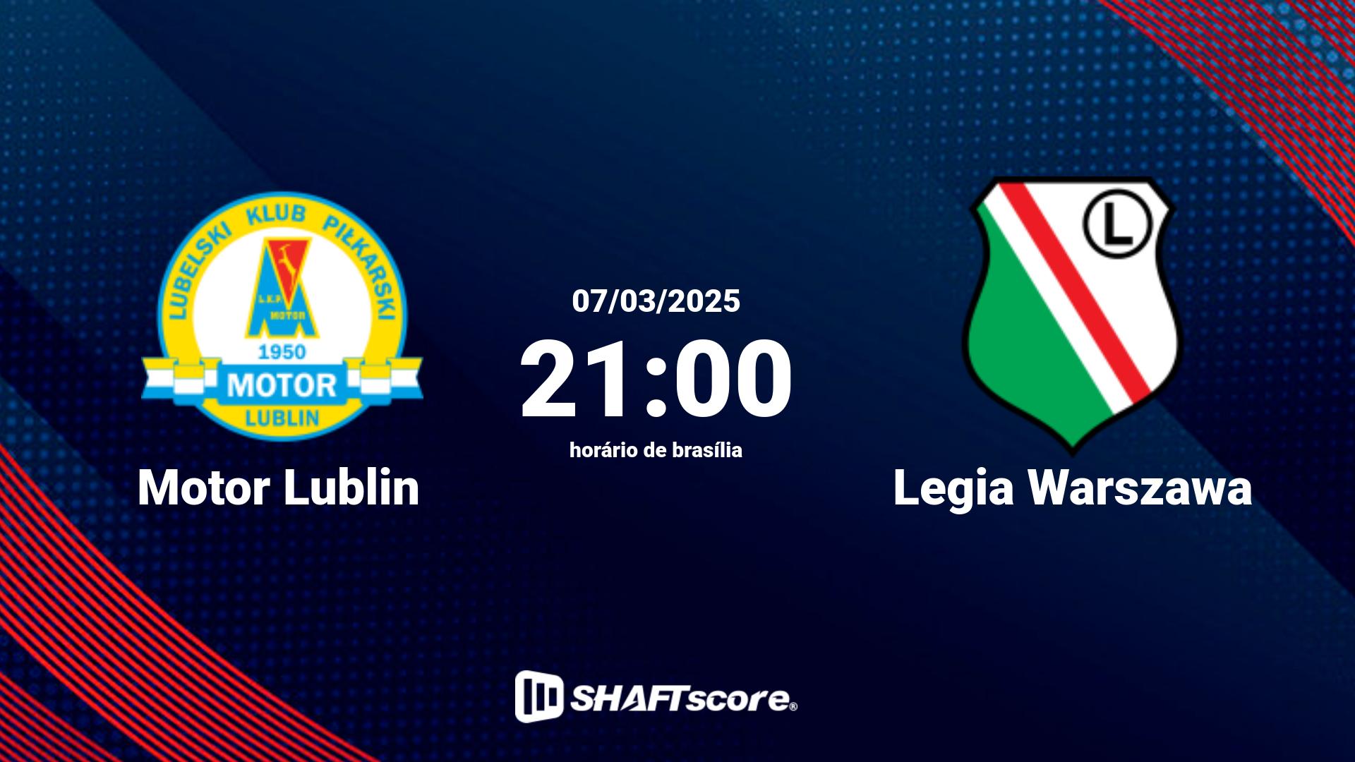 Estatísticas do jogo Motor Lublin vs Legia Warszawa 07.03 21:00