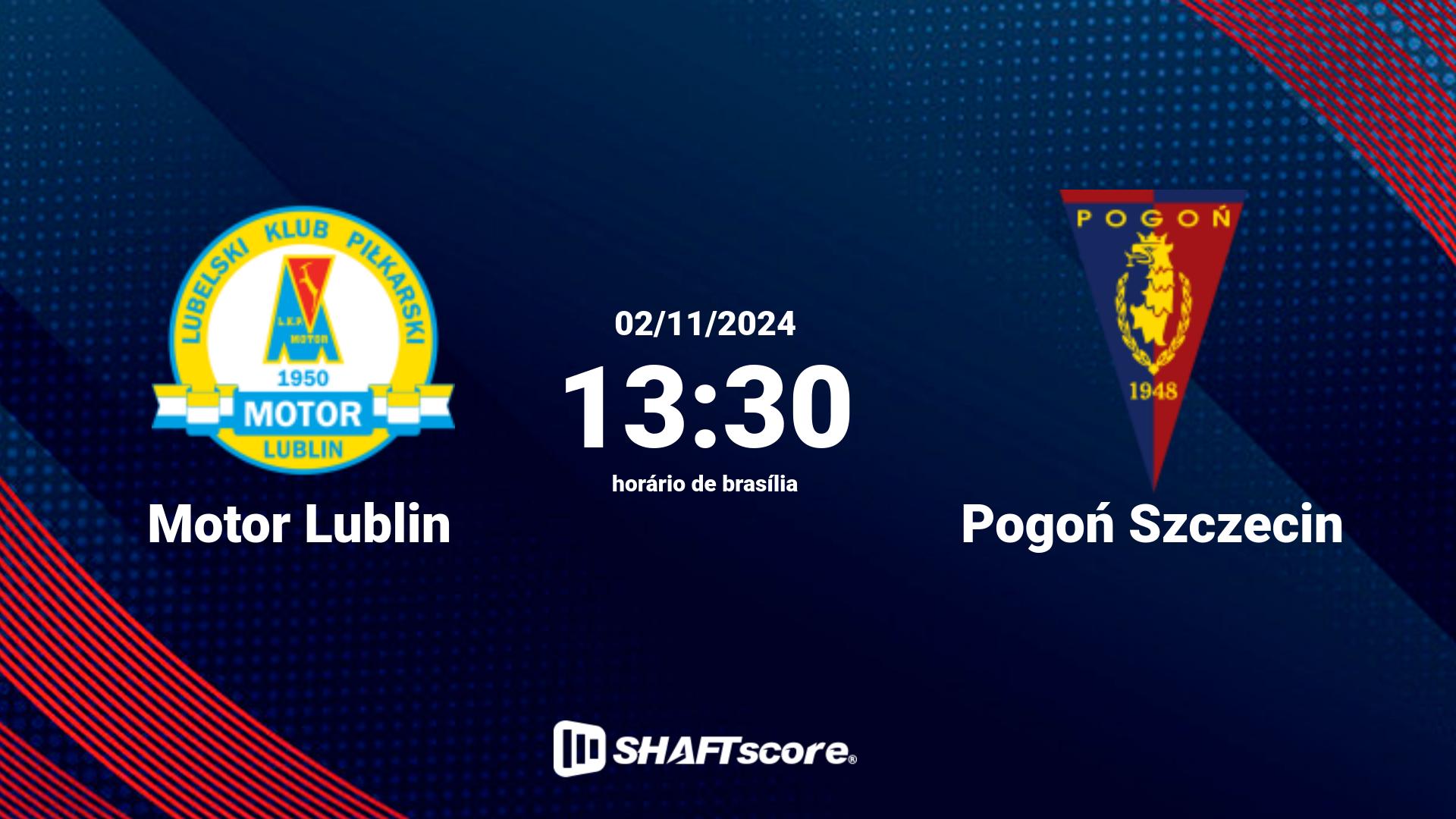 Estatísticas do jogo Motor Lublin vs Pogoń Szczecin 02.11 13:30