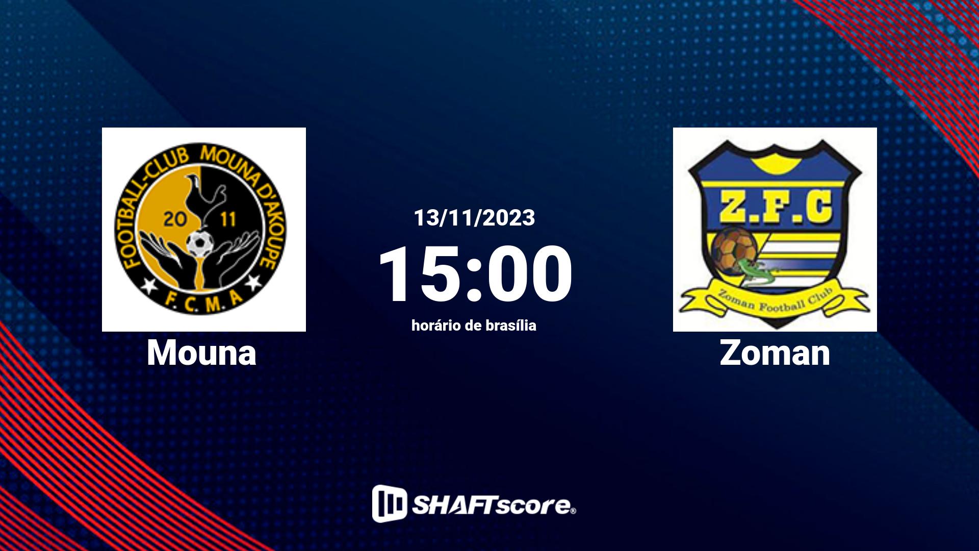 Estatísticas do jogo Mouna vs Zoman 13.11 15:00