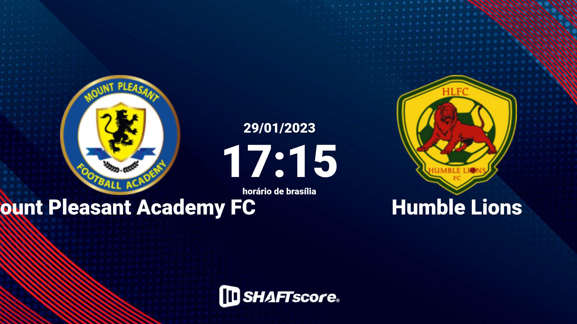 Estatísticas do jogo Mount Pleasant Academy FC vs Humble Lions 29.01 17:15