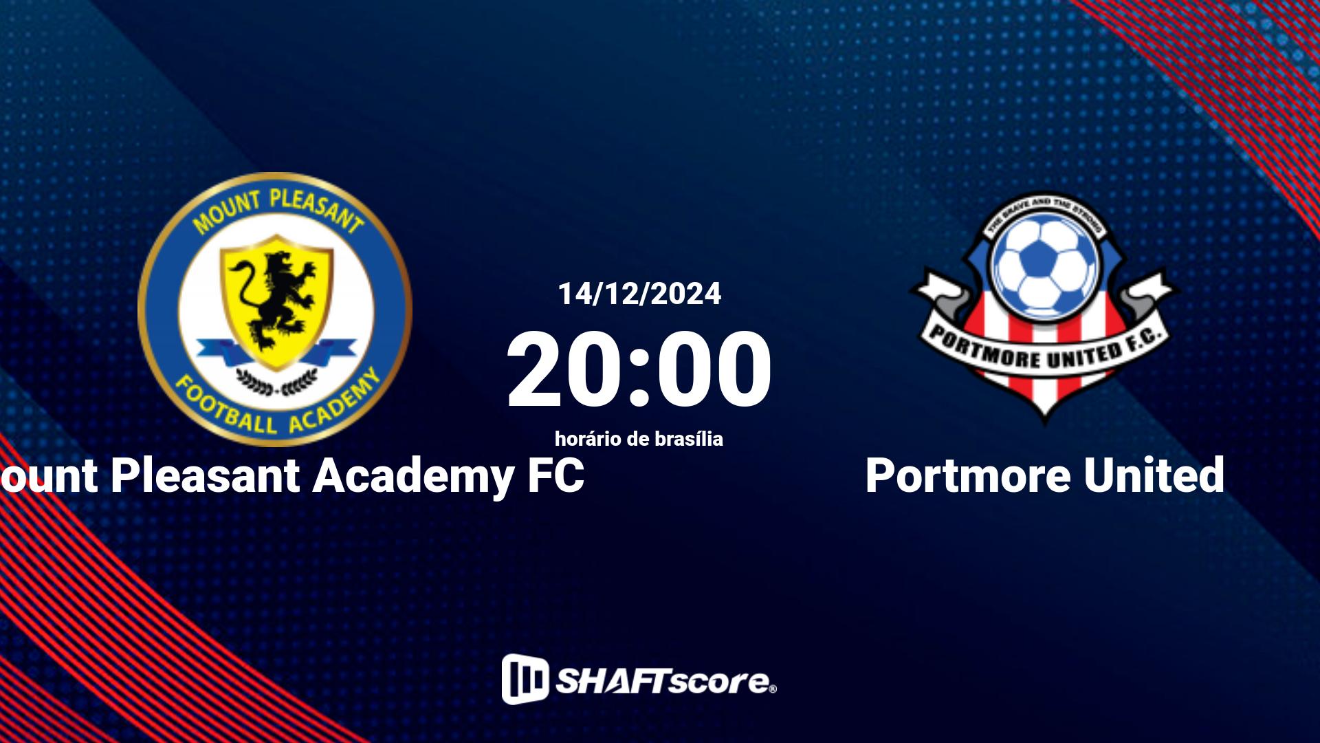 Estatísticas do jogo Mount Pleasant Academy FC vs Portmore United 14.12 20:00