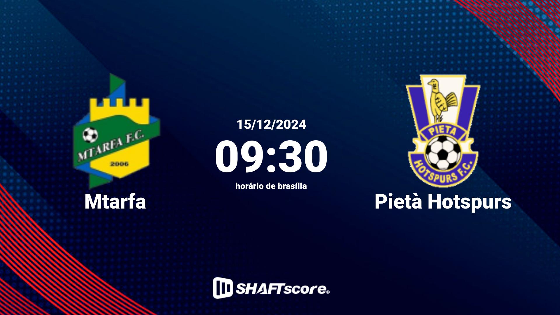 Estatísticas do jogo Mtarfa vs Pietà Hotspurs 15.12 09:30