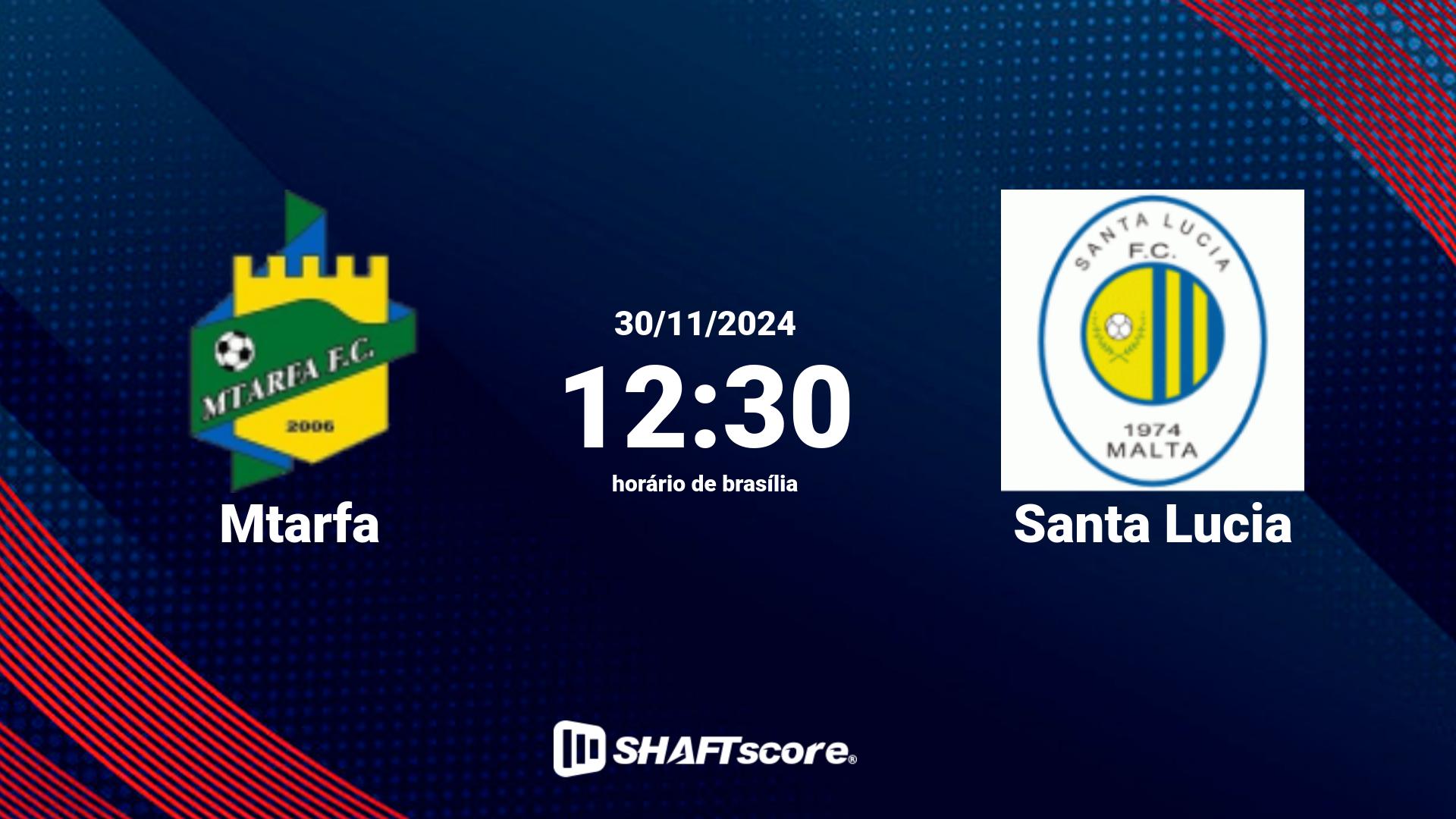 Estatísticas do jogo Mtarfa vs Santa Lucia 30.11 12:30