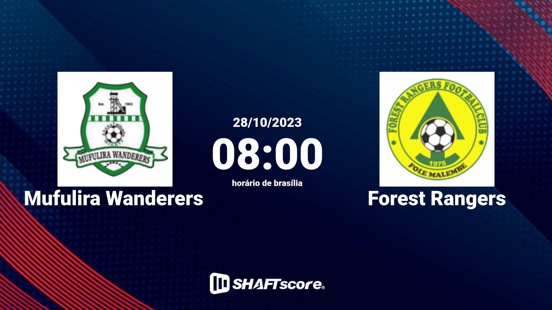 Estatísticas do jogo Mufulira Wanderers vs Forest Rangers 28.10 08:00