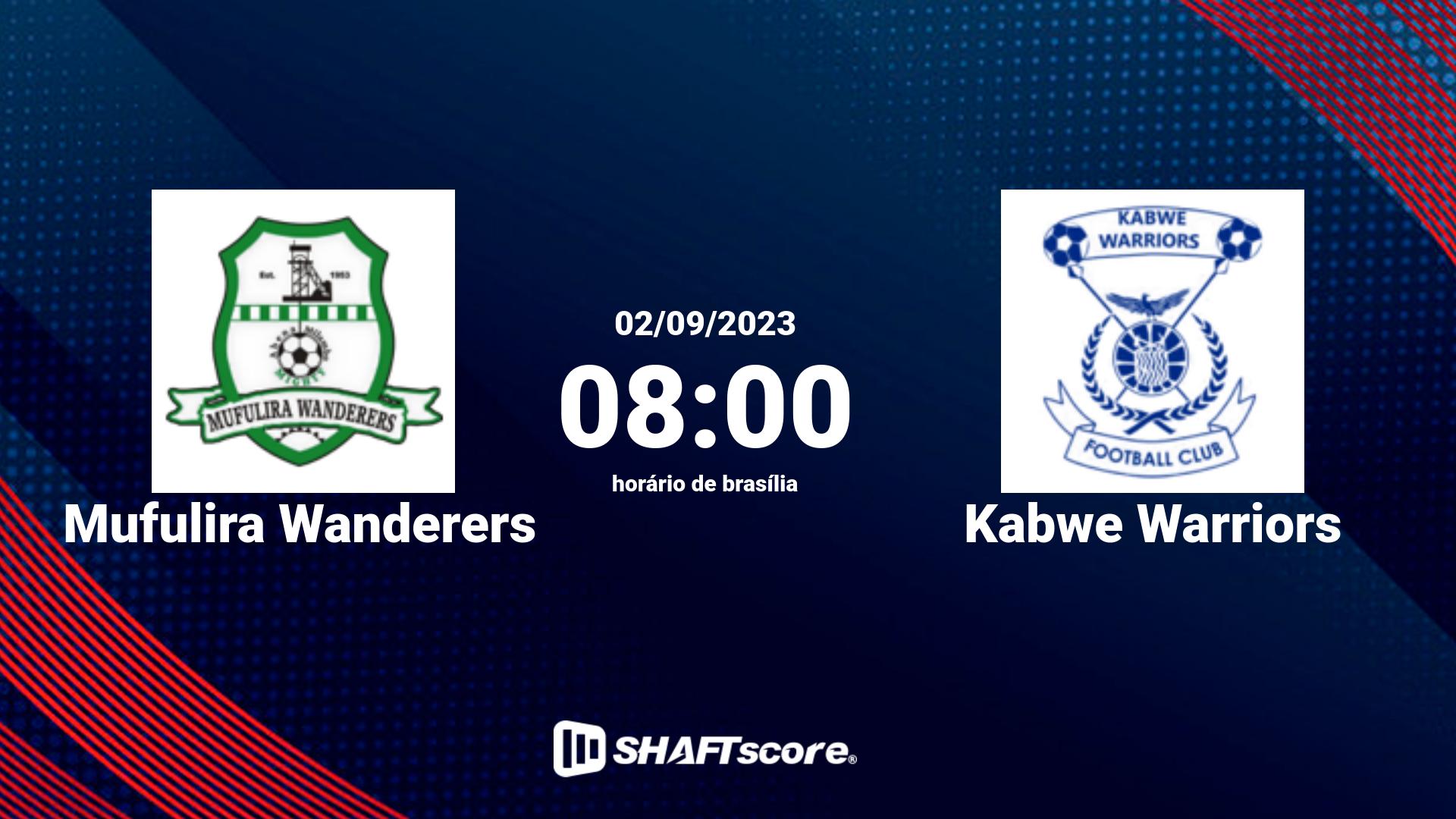 Estatísticas do jogo Mufulira Wanderers vs Kabwe Warriors 02.09 08:00