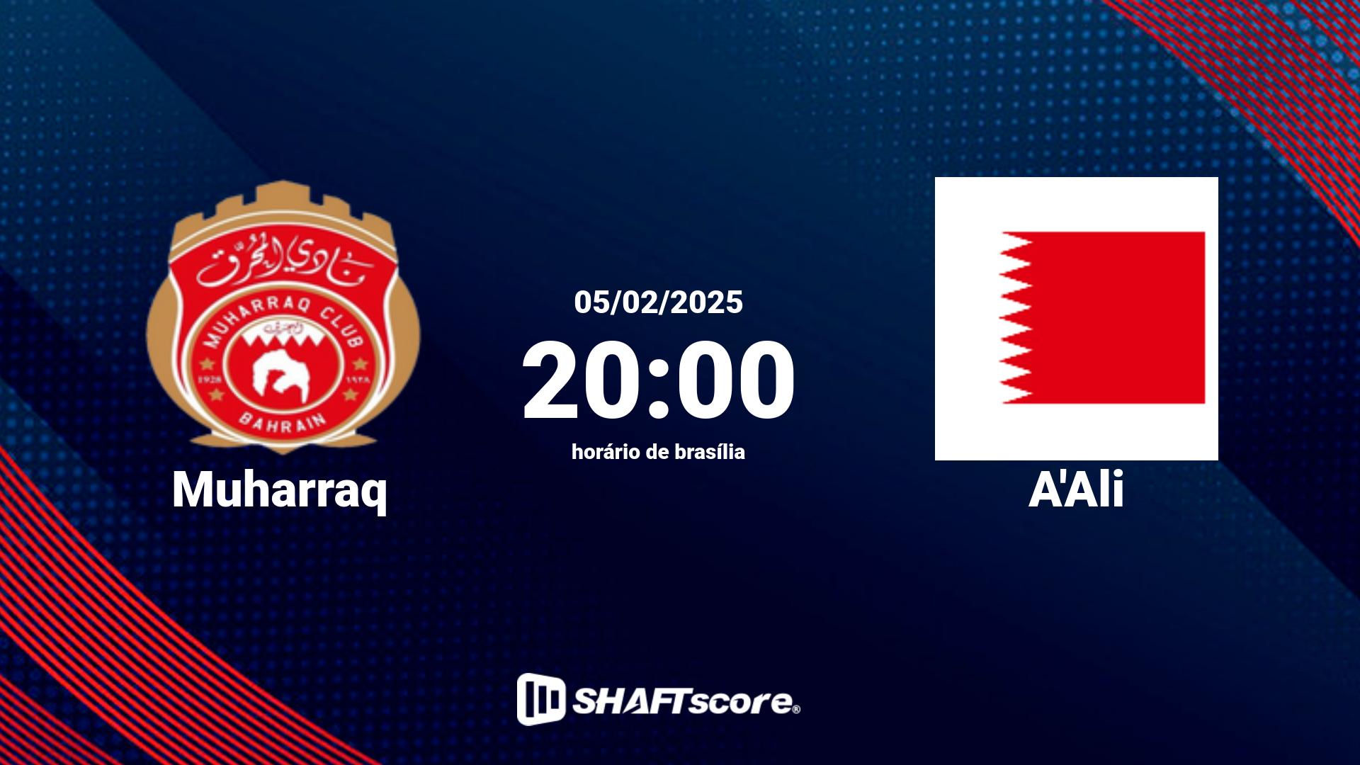 Estatísticas do jogo Muharraq vs A'Ali 05.02 20:00