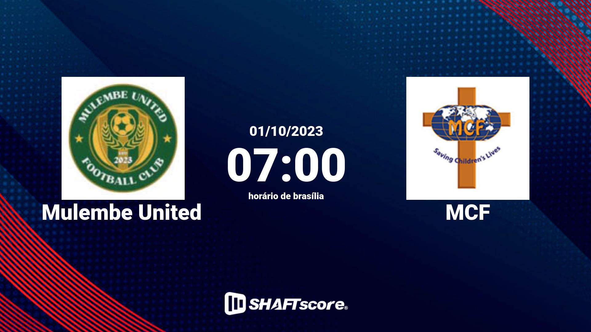 Estatísticas do jogo Mulembe United vs MCF 01.10 07:00