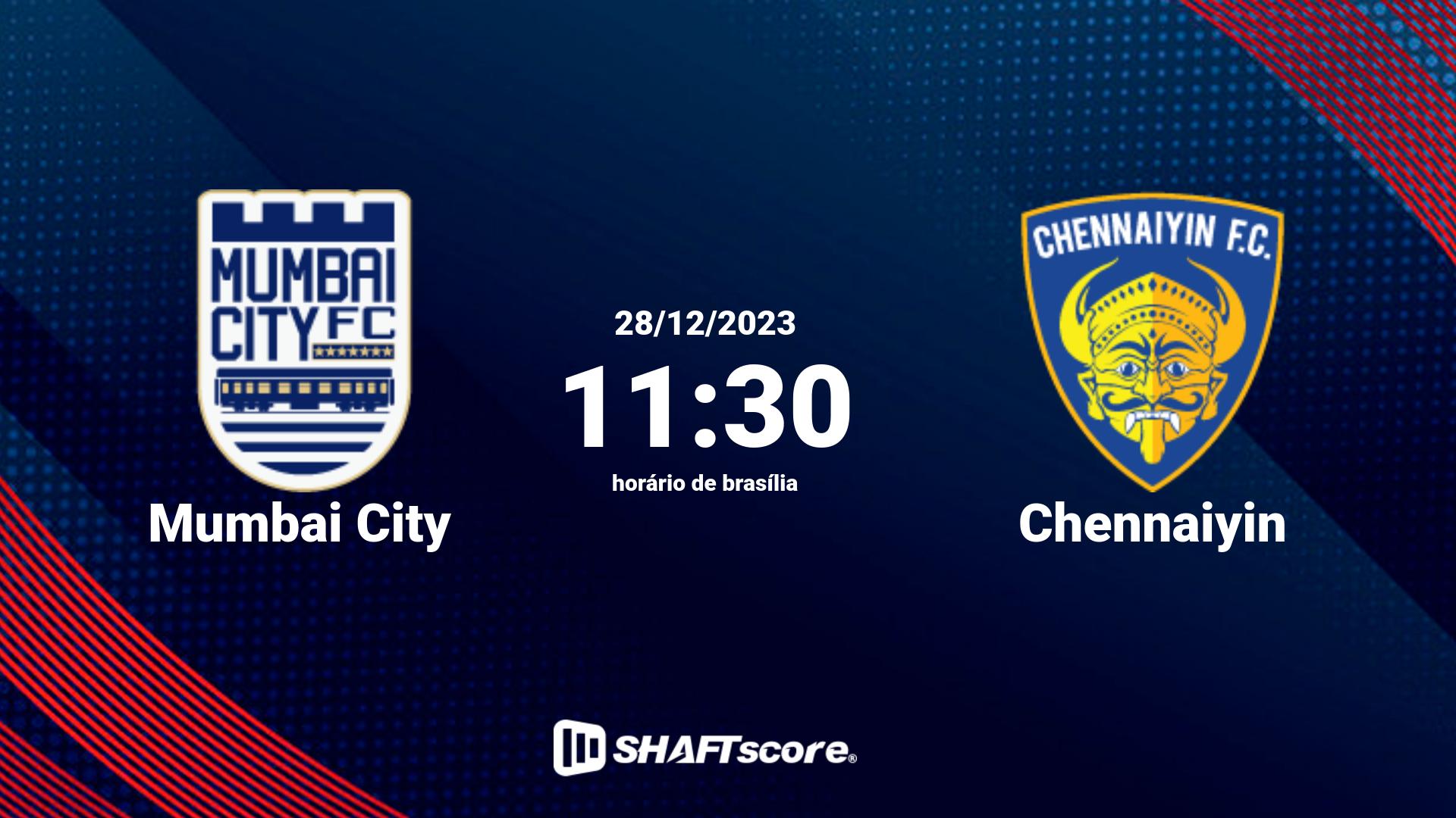 Estatísticas do jogo Mumbai City vs Chennaiyin 28.12 11:30