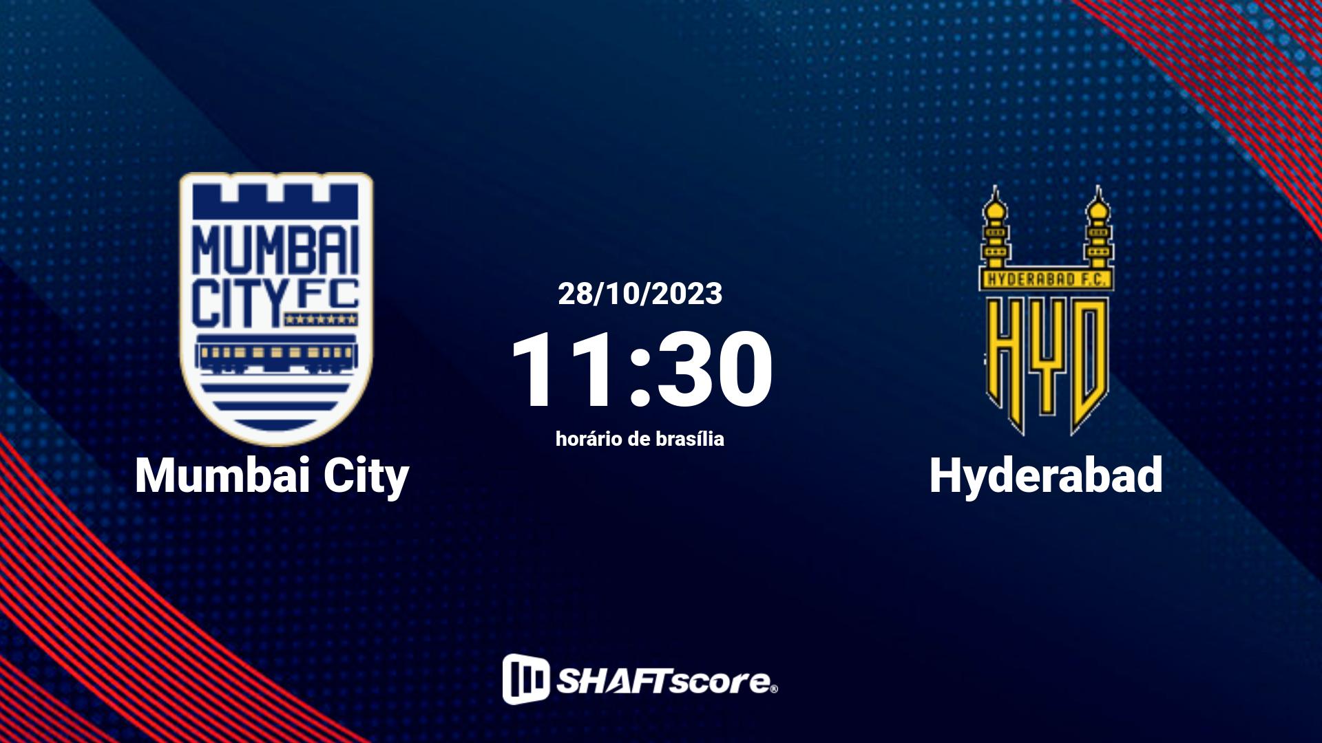 Estatísticas do jogo Mumbai City vs Hyderabad 28.10 11:30