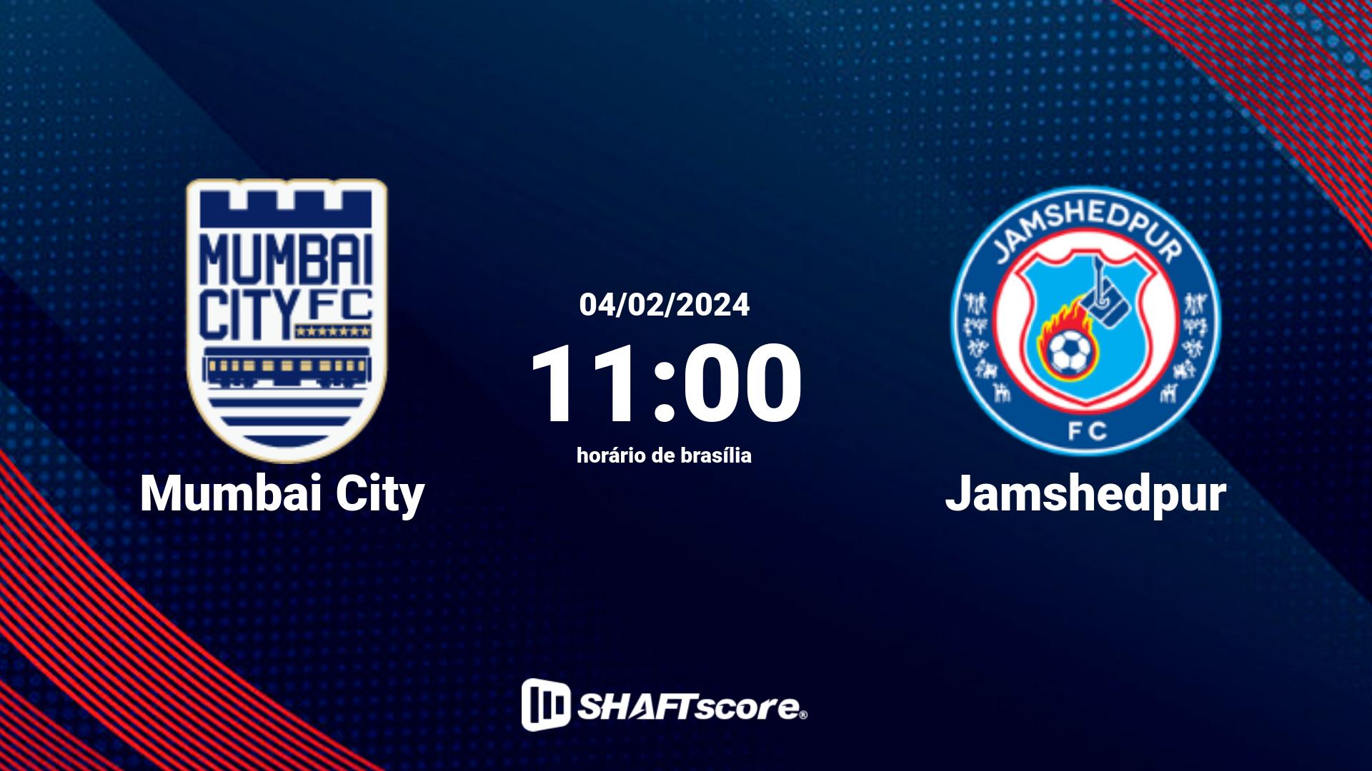 Estatísticas do jogo Mumbai City vs Jamshedpur 04.02 11:00