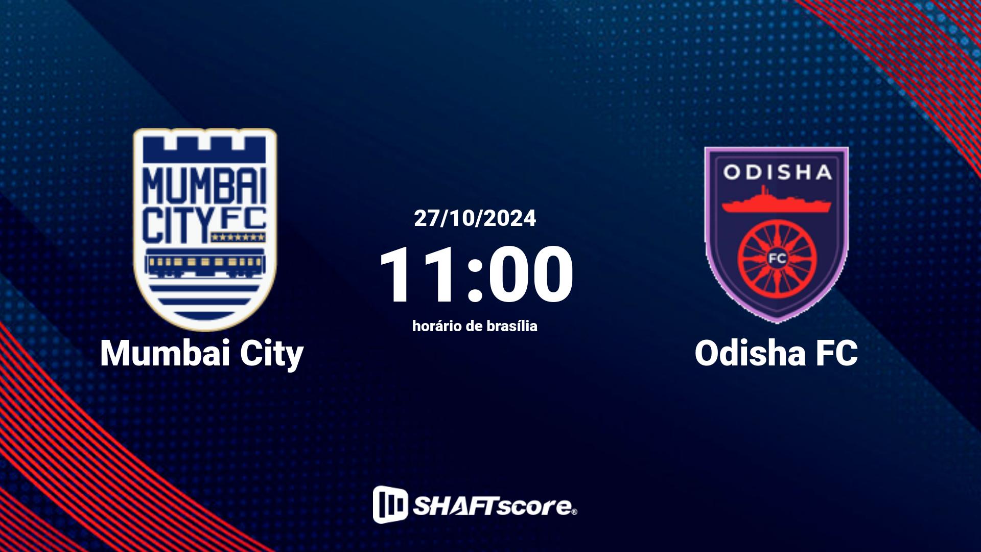 Estatísticas do jogo Mumbai City vs Odisha FC 27.10 11:00