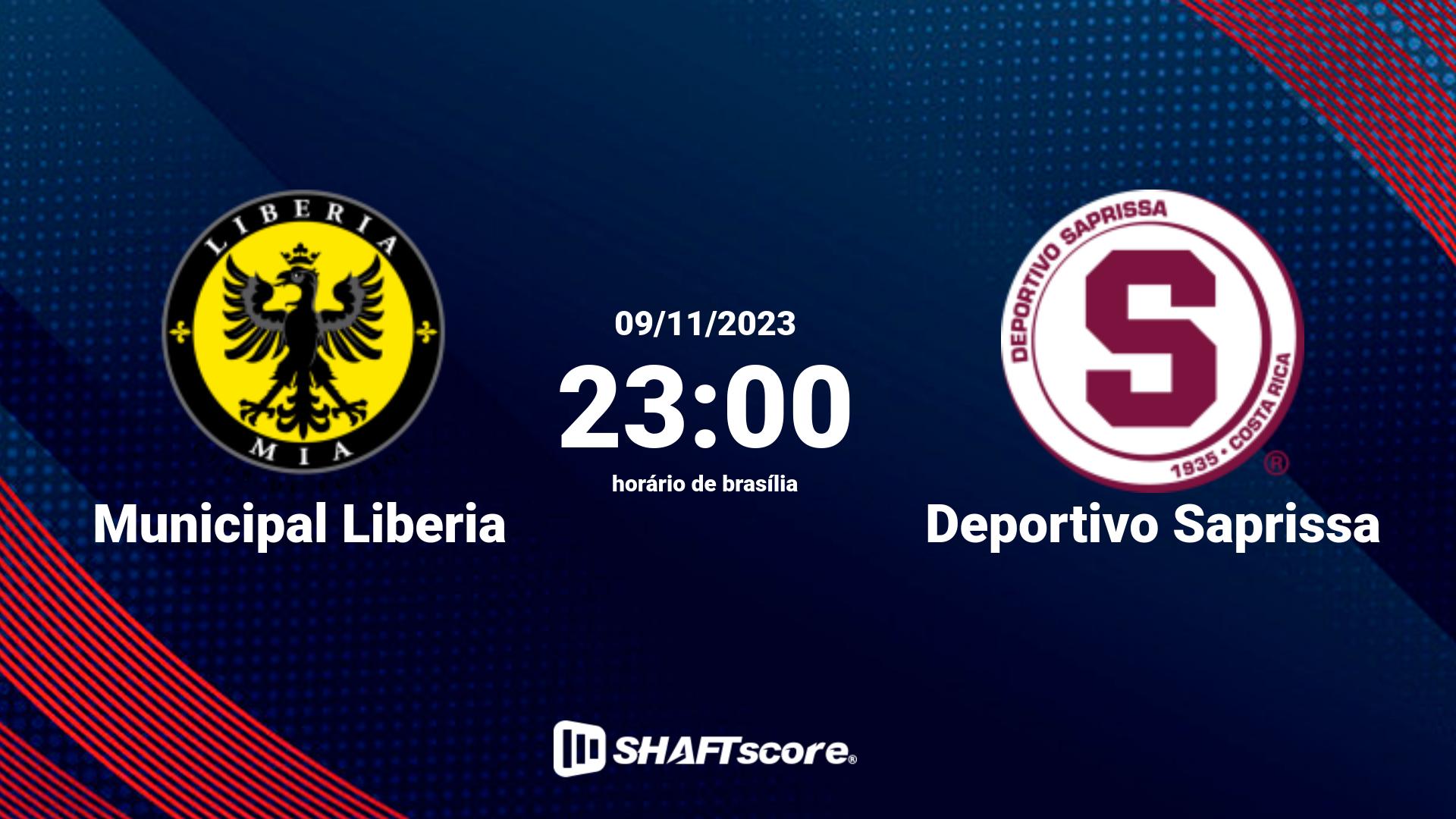 Estatísticas do jogo Municipal Liberia vs Deportivo Saprissa 09.11 23:00