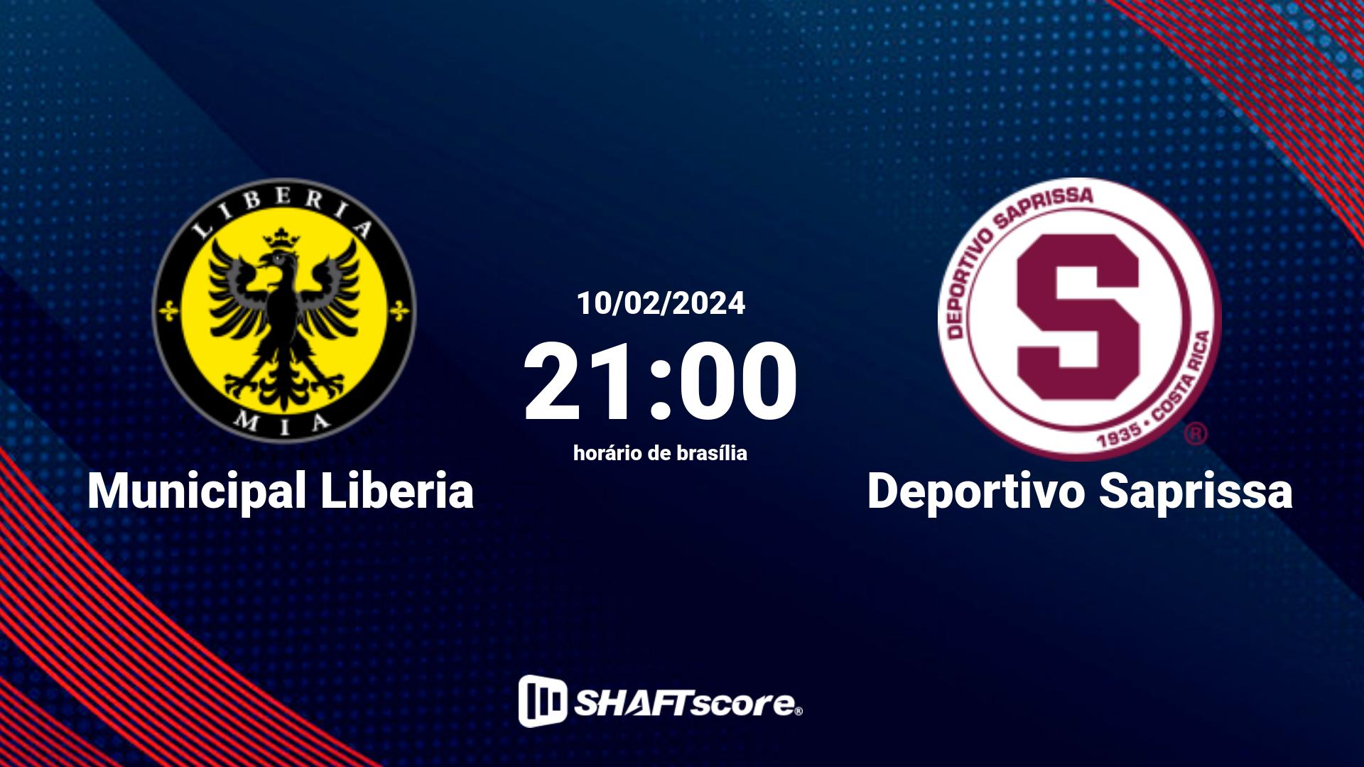 Estatísticas do jogo Municipal Liberia vs Deportivo Saprissa 10.02 21:00