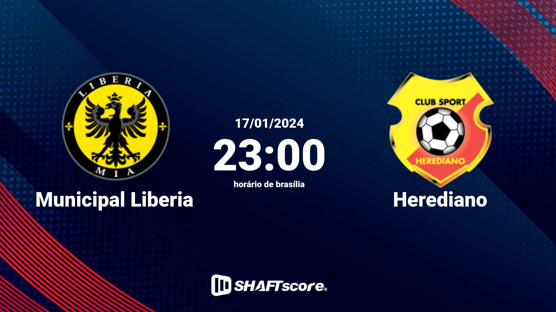 Estatísticas do jogo Municipal Liberia vs Herediano 17.01 23:00