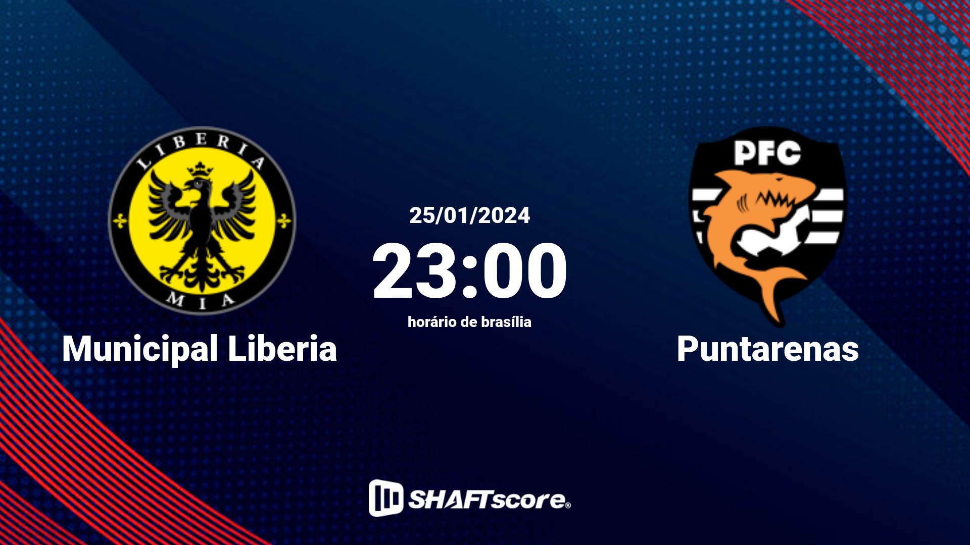 Estatísticas do jogo Municipal Liberia vs Puntarenas 25.01 23:00