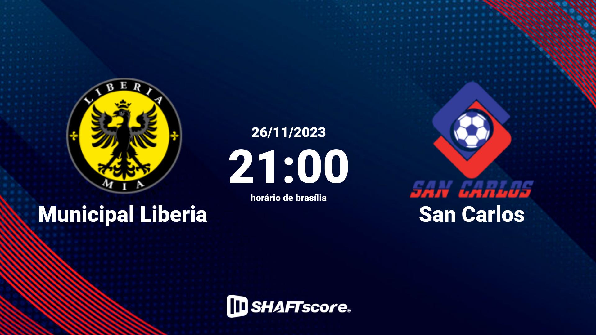 Estatísticas do jogo Municipal Liberia vs San Carlos 26.11 21:00