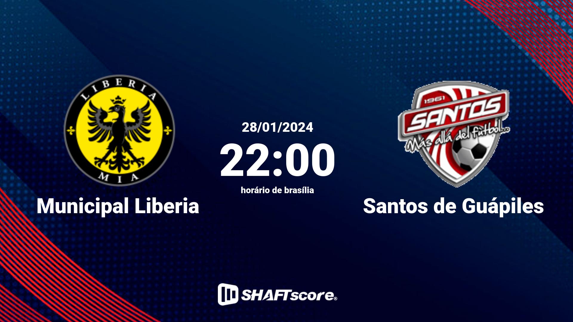 Estatísticas do jogo Municipal Liberia vs Santos de Guápiles 28.01 22:00