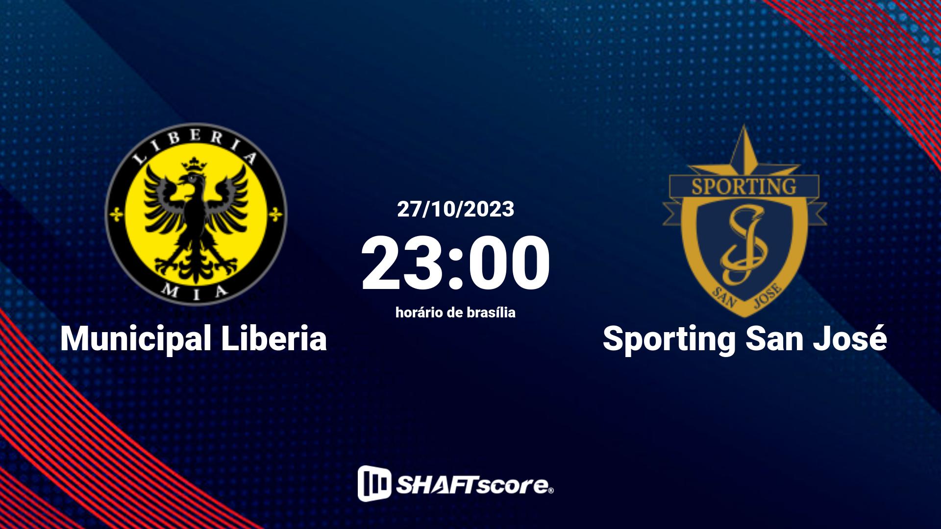 Estatísticas do jogo Municipal Liberia vs Sporting San José 27.10 23:00