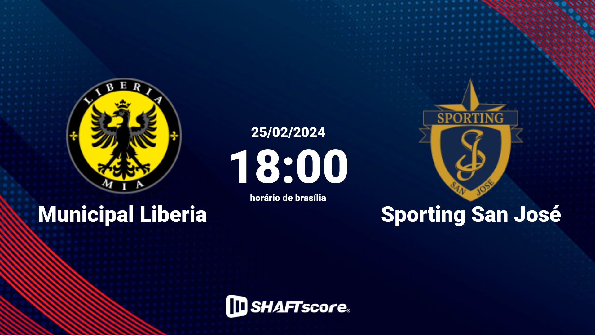 Estatísticas do jogo Municipal Liberia vs Sporting San José 25.02 18:00