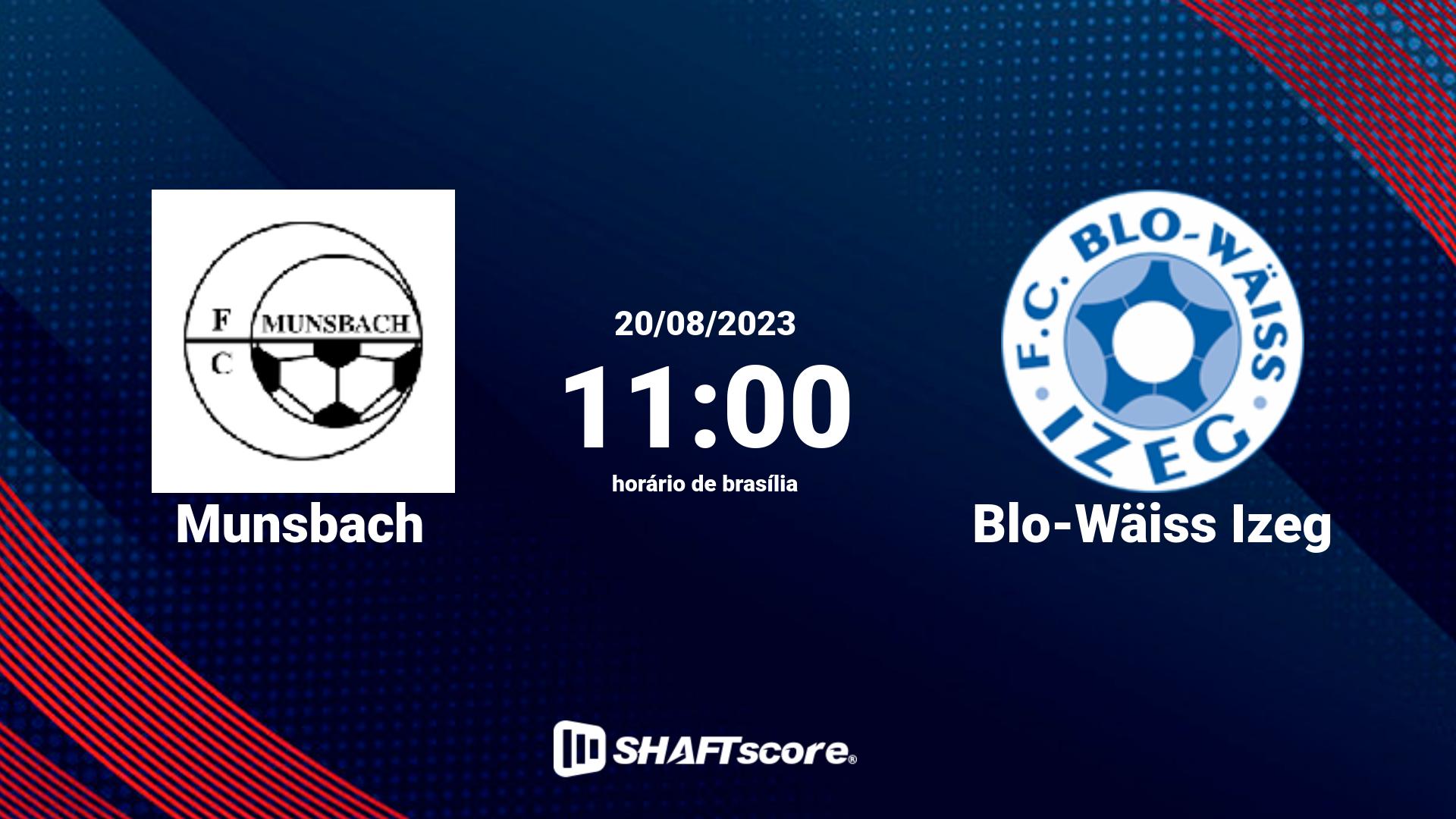 Estatísticas do jogo Munsbach vs Blo-Wäiss Izeg 20.08 11:00