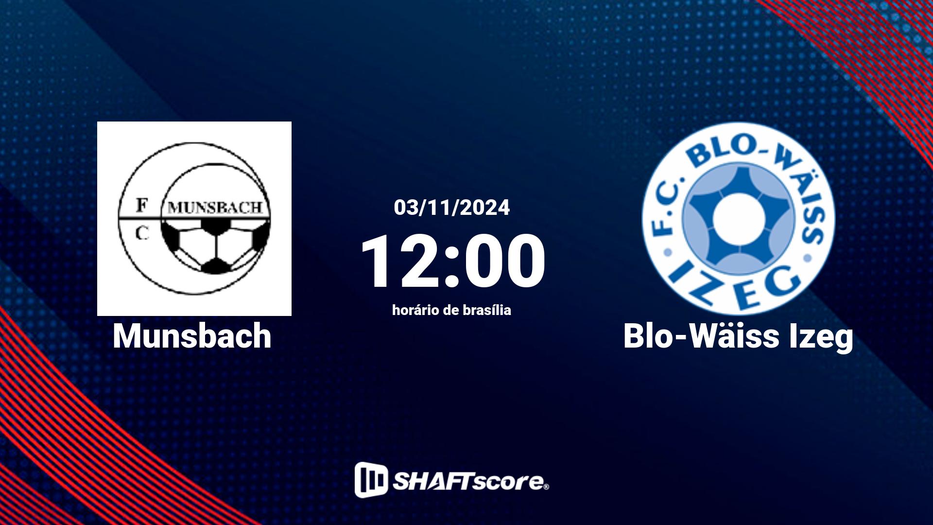 Estatísticas do jogo Munsbach vs Blo-Wäiss Izeg 03.11 12:00