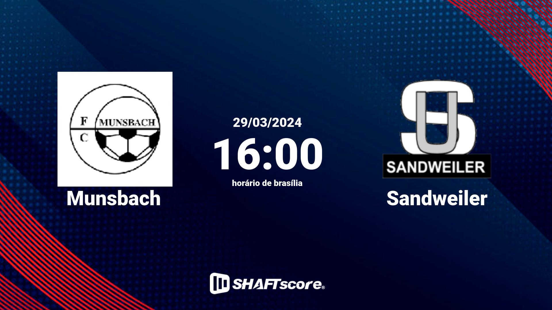 Estatísticas do jogo Munsbach vs Sandweiler 29.03 16:00