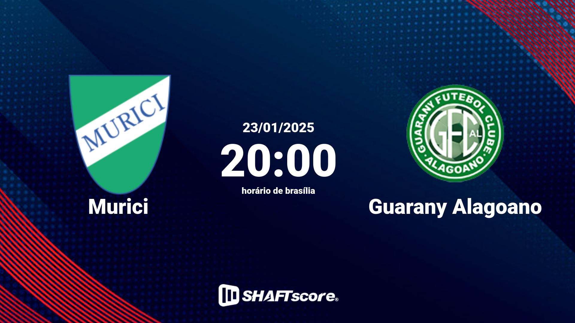 Estatísticas do jogo Murici vs Guarany Alagoano 23.01 20:00