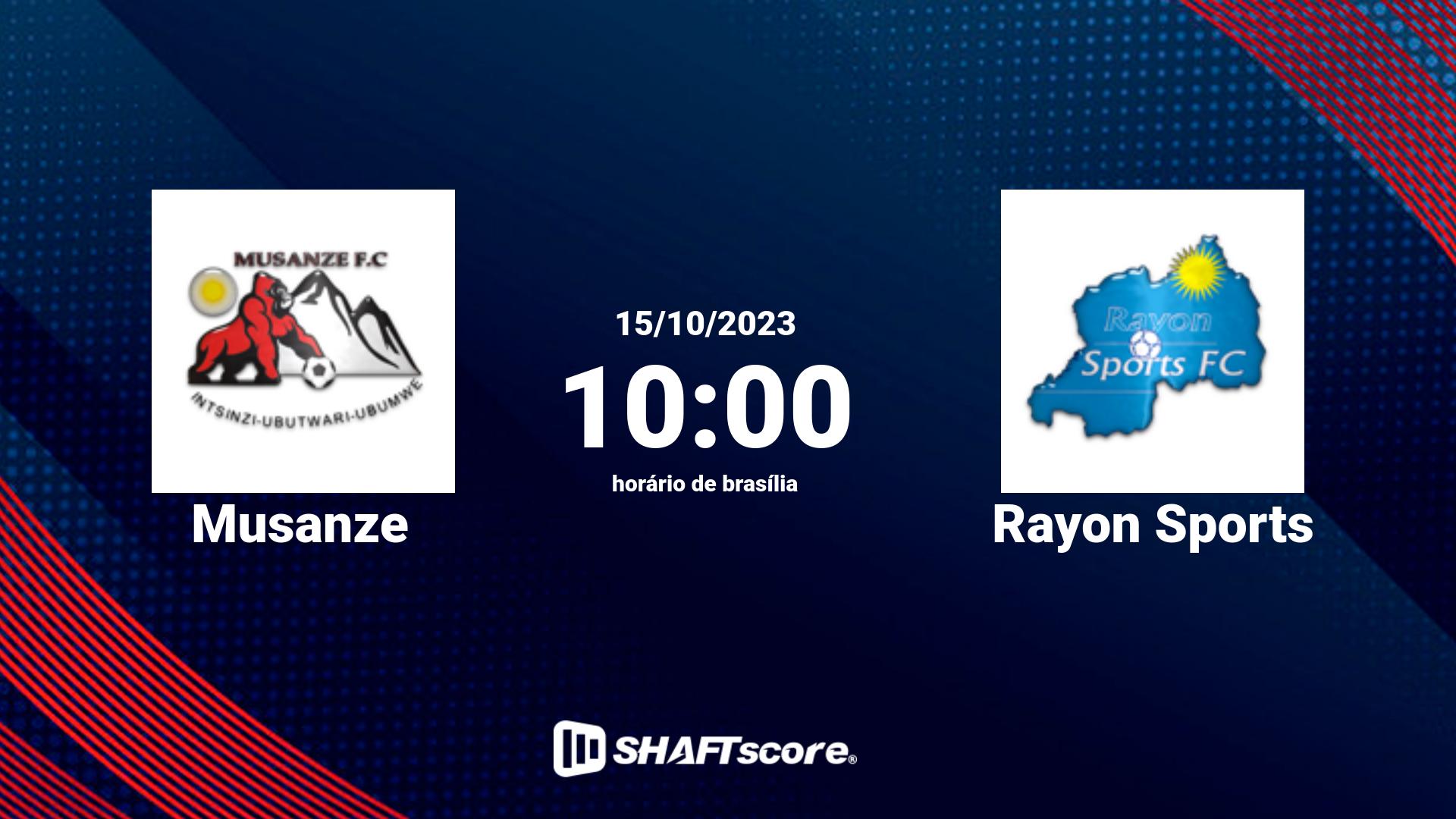 Estatísticas do jogo Musanze vs Rayon Sports 15.10 10:00