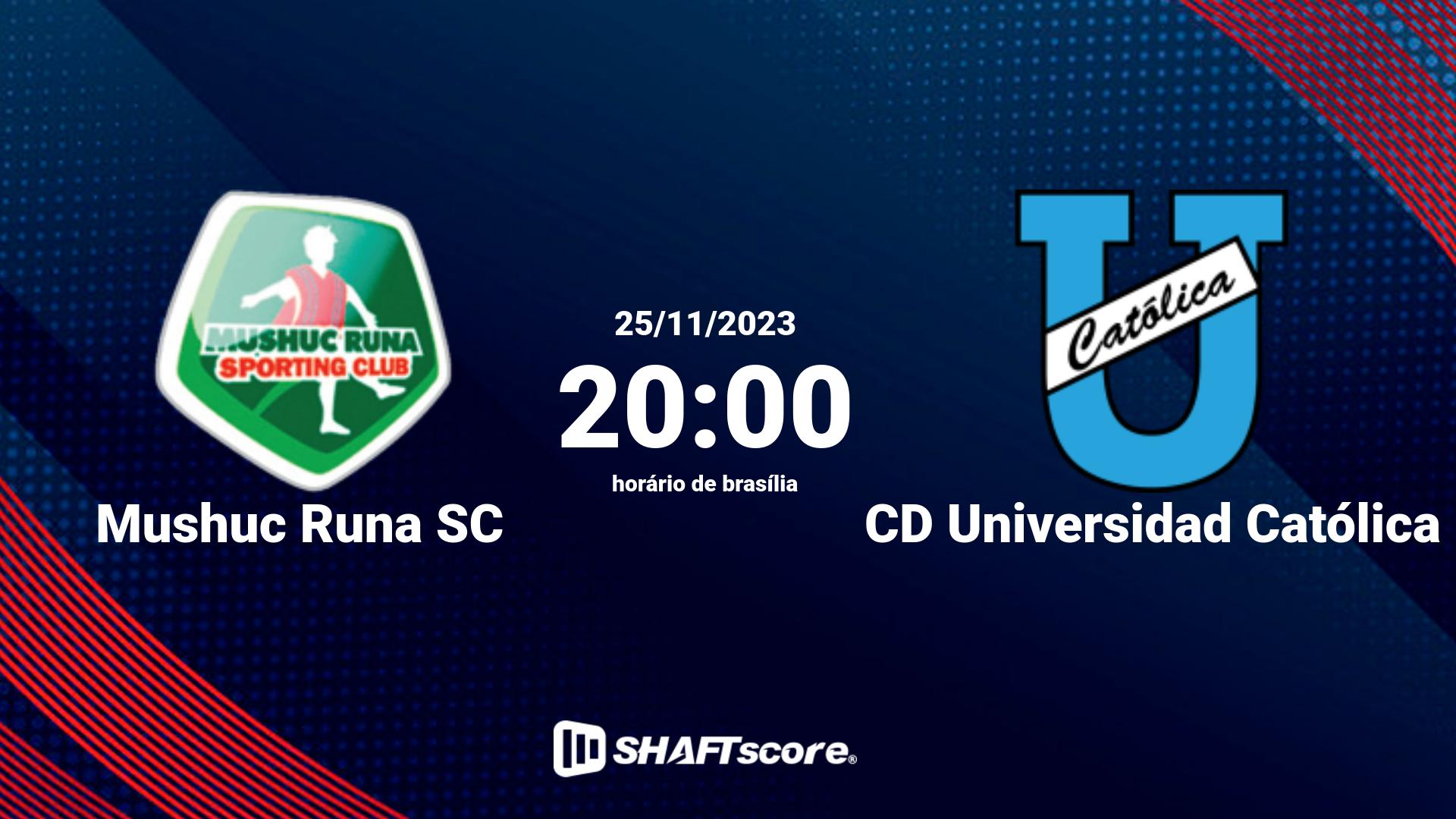 Estatísticas do jogo Mushuc Runa SC vs CD Universidad Católica 25.11 20:00