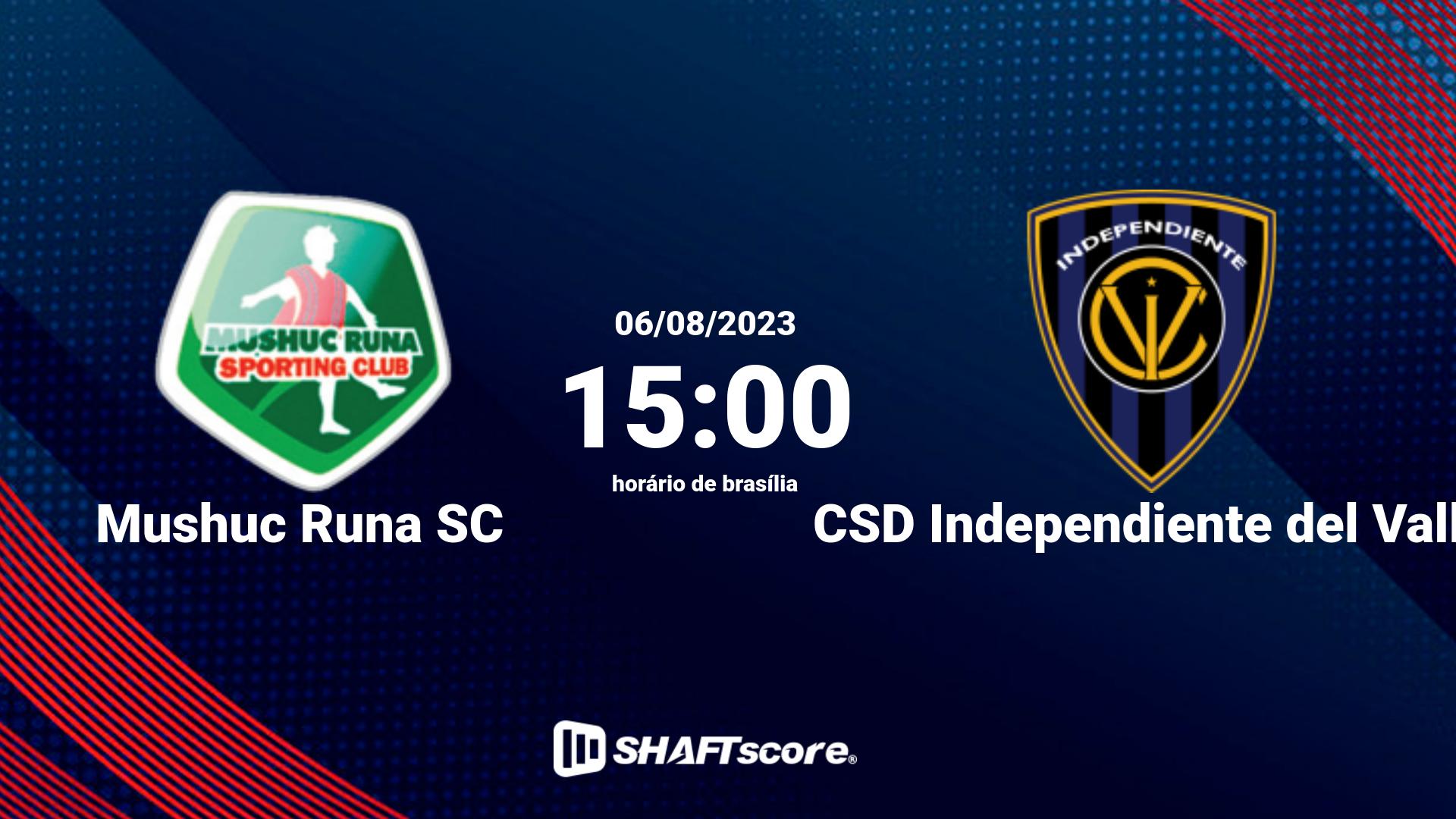 Estatísticas do jogo Mushuc Runa SC vs CSD Independiente del Valle 06.08 15:00