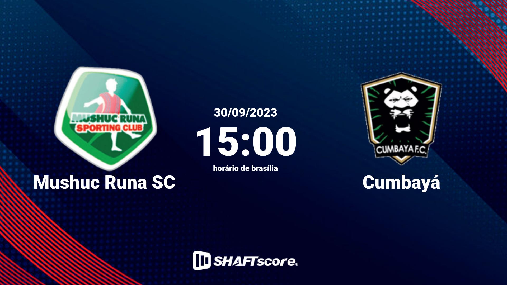 Estatísticas do jogo Mushuc Runa SC vs Cumbayá 30.09 15:00