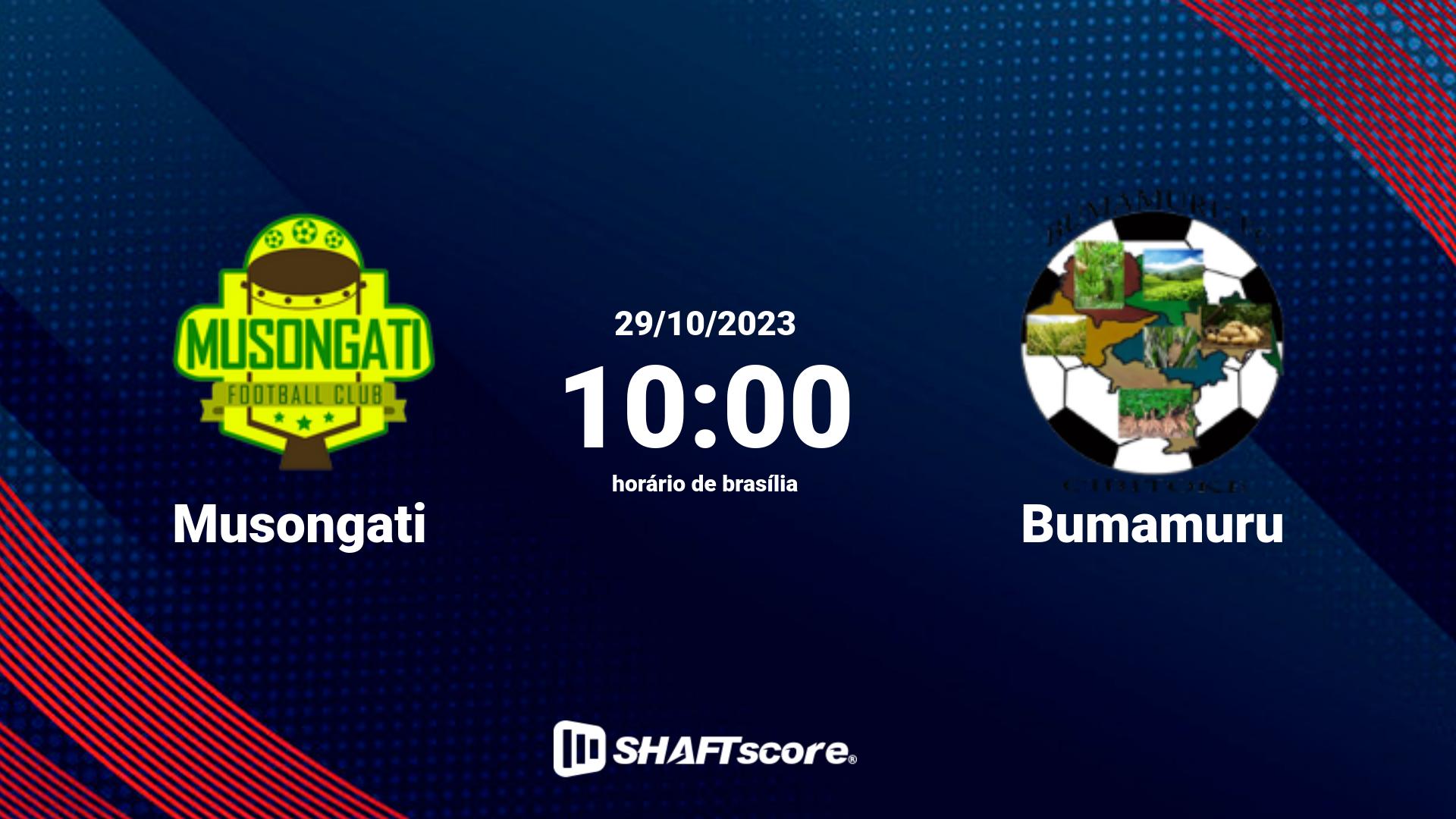 Estatísticas do jogo Musongati vs Bumamuru 29.10 10:00