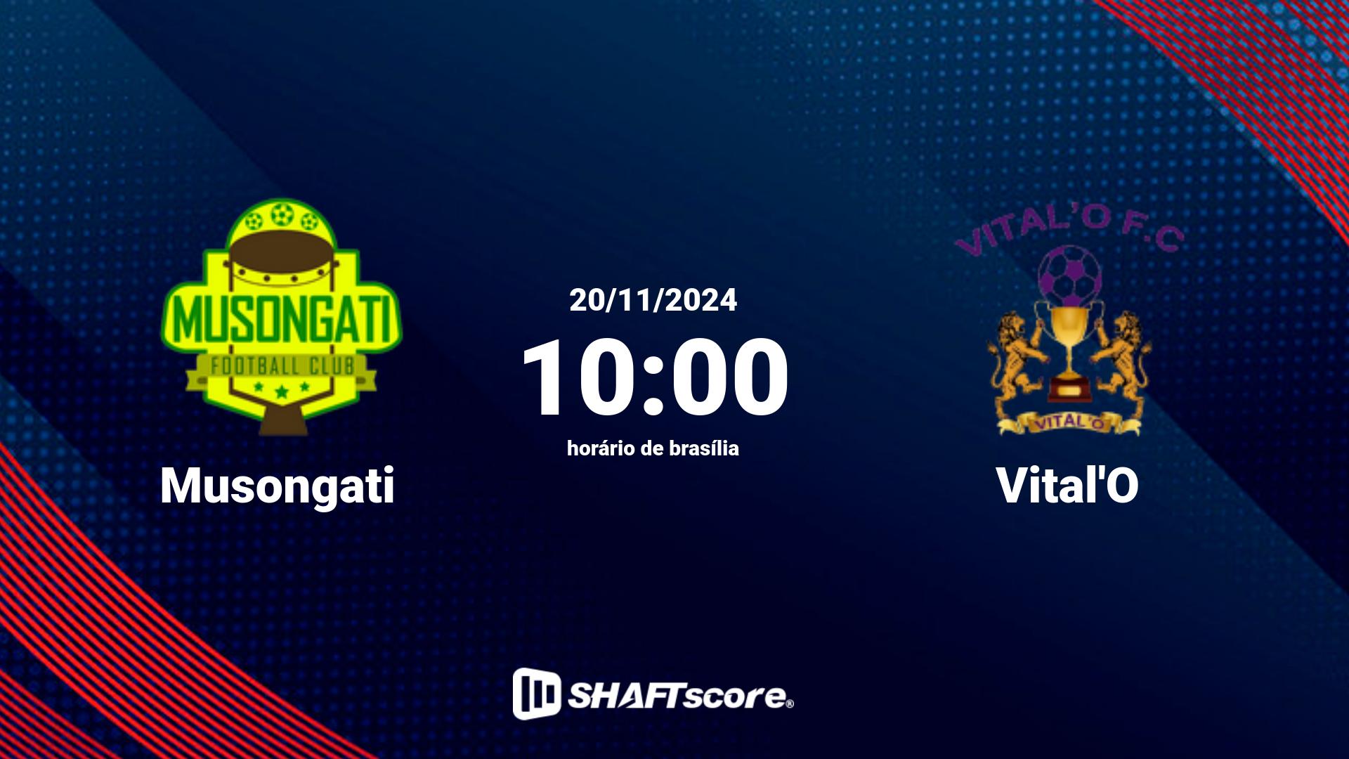 Estatísticas do jogo Musongati vs Vital'O 20.11 10:00