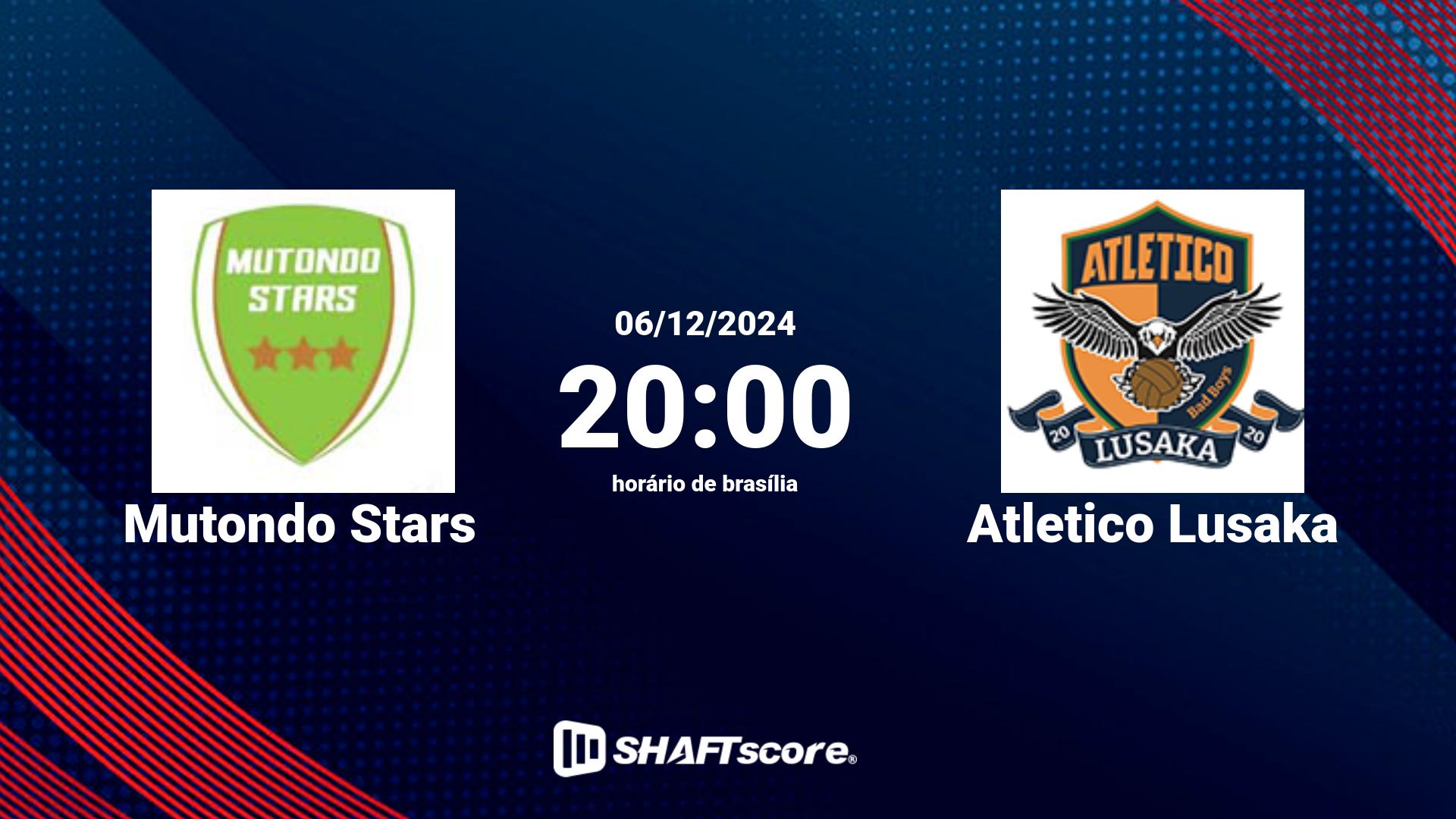 Estatísticas do jogo Mutondo Stars vs Atletico Lusaka 06.12 20:00