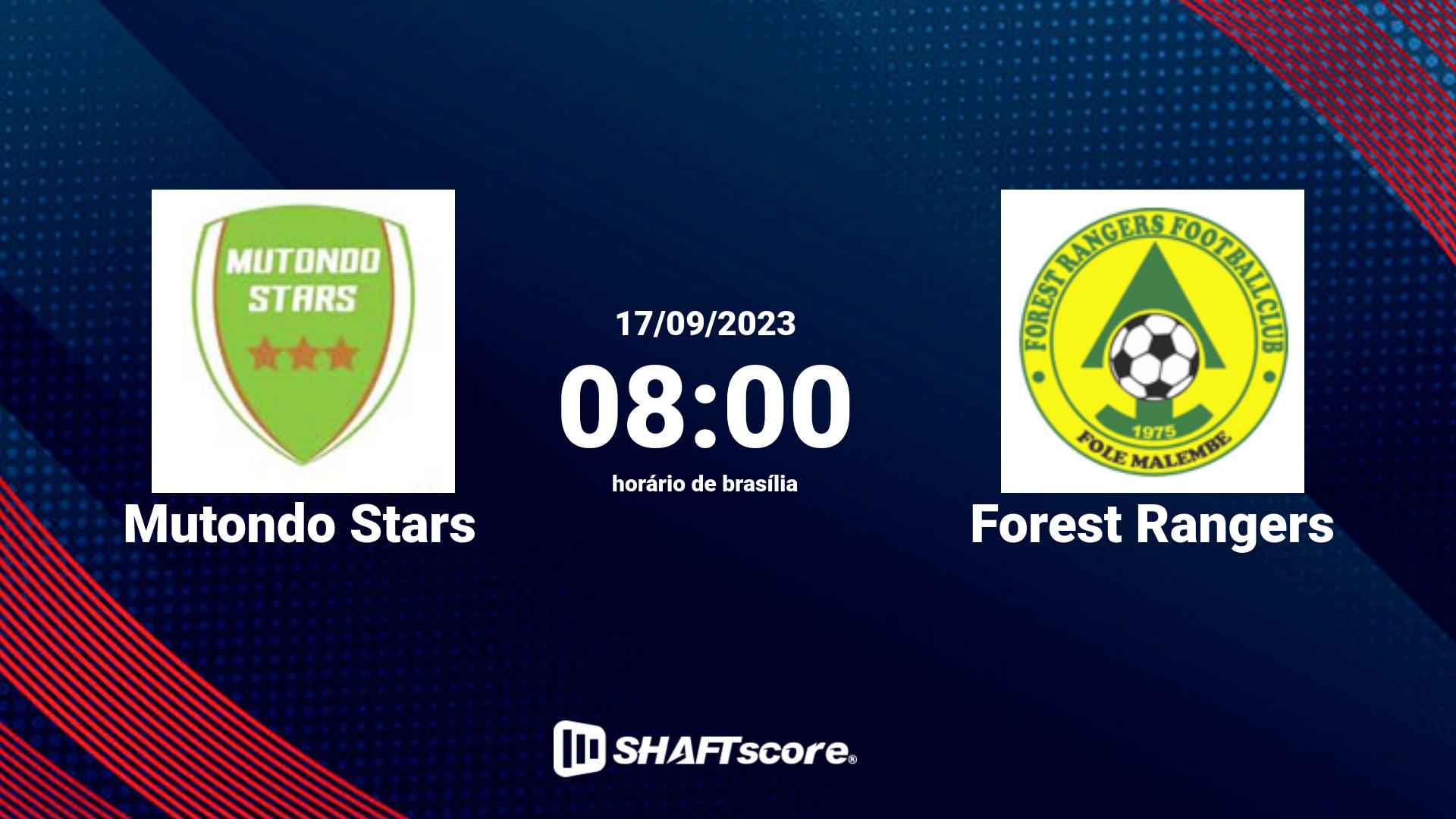 Estatísticas do jogo Mutondo Stars vs Forest Rangers 17.09 08:00