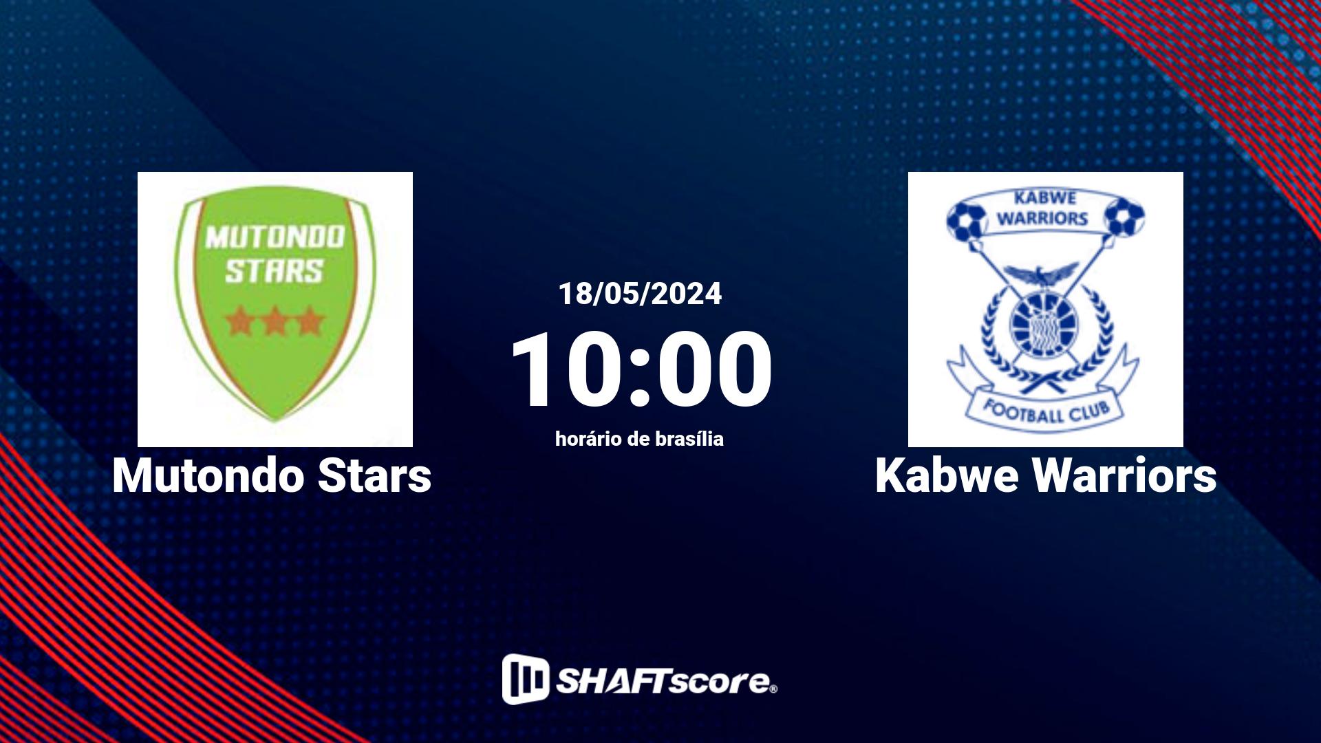 Estatísticas do jogo Mutondo Stars vs Kabwe Warriors 18.05 10:00