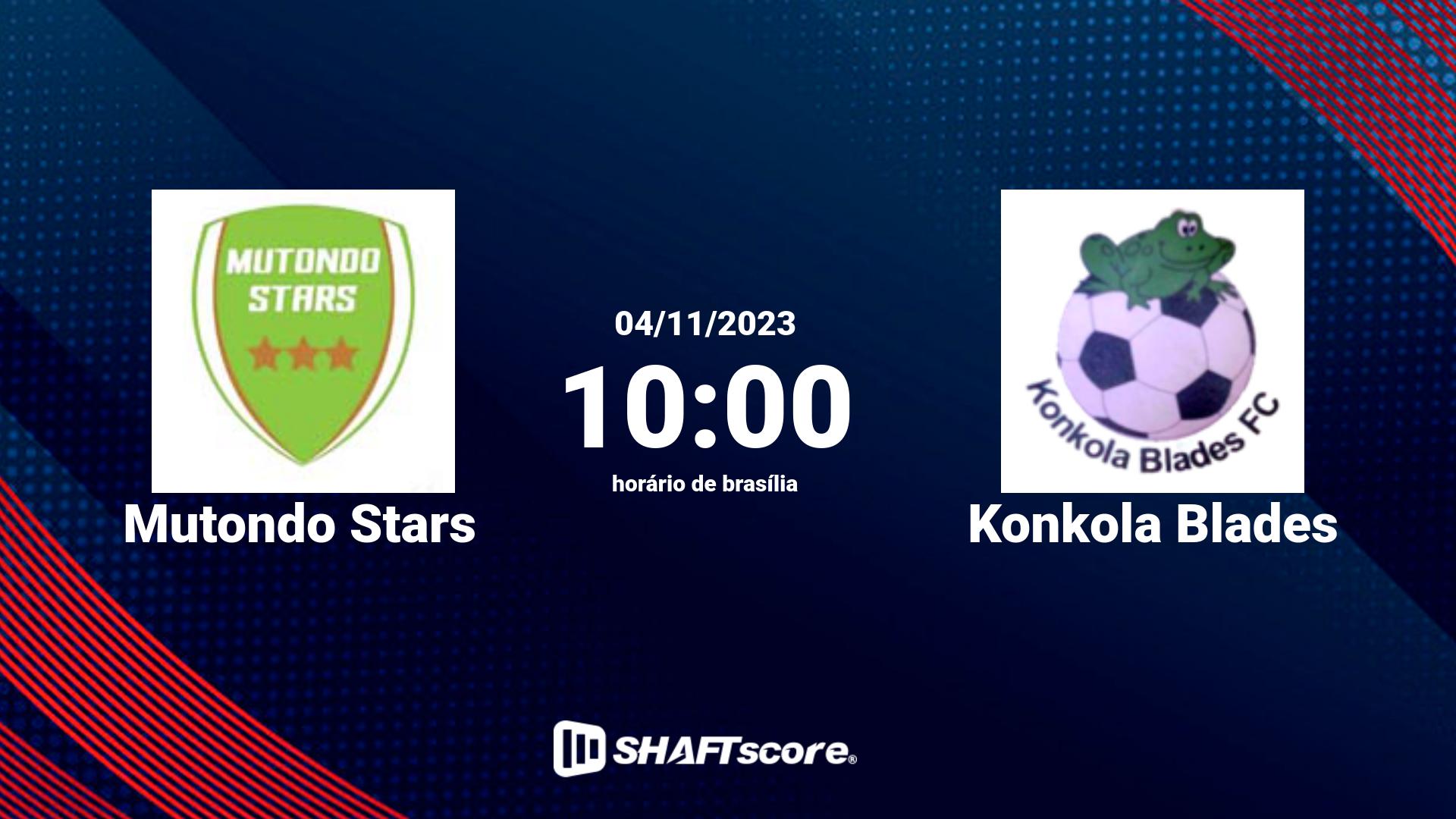 Estatísticas do jogo Mutondo Stars vs Konkola Blades 04.11 10:00