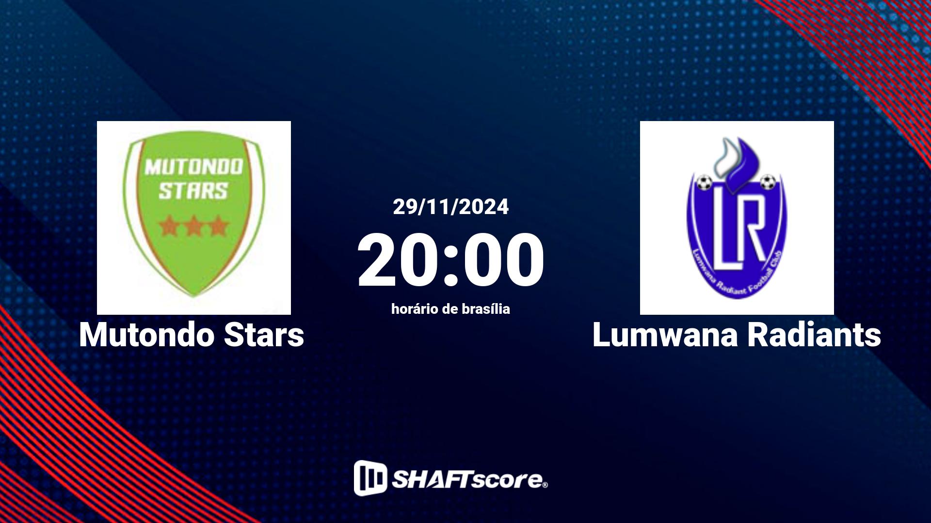 Estatísticas do jogo Mutondo Stars vs Lumwana Radiants 29.11 20:00