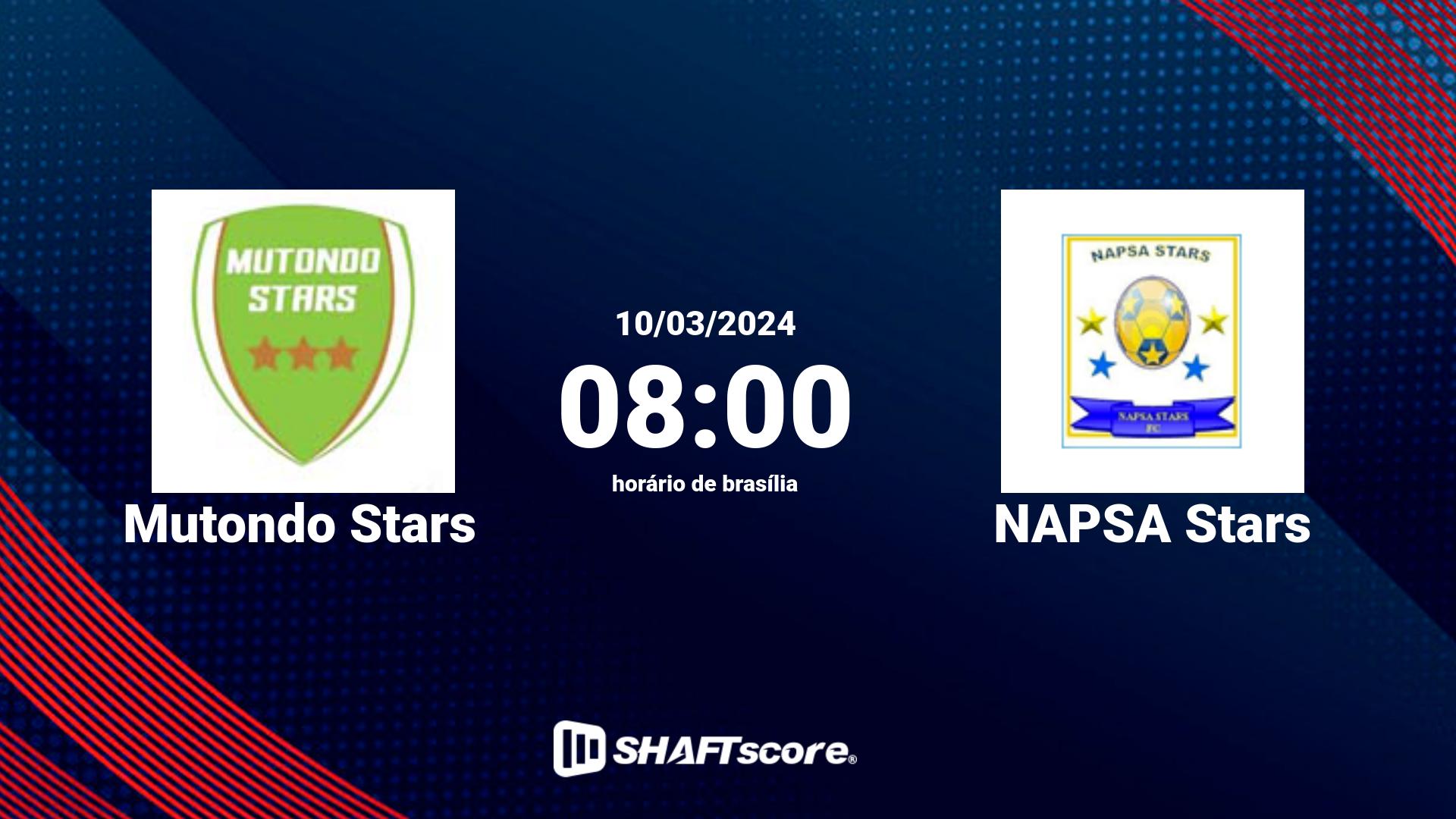 Estatísticas do jogo Mutondo Stars vs NAPSA Stars 10.03 08:00