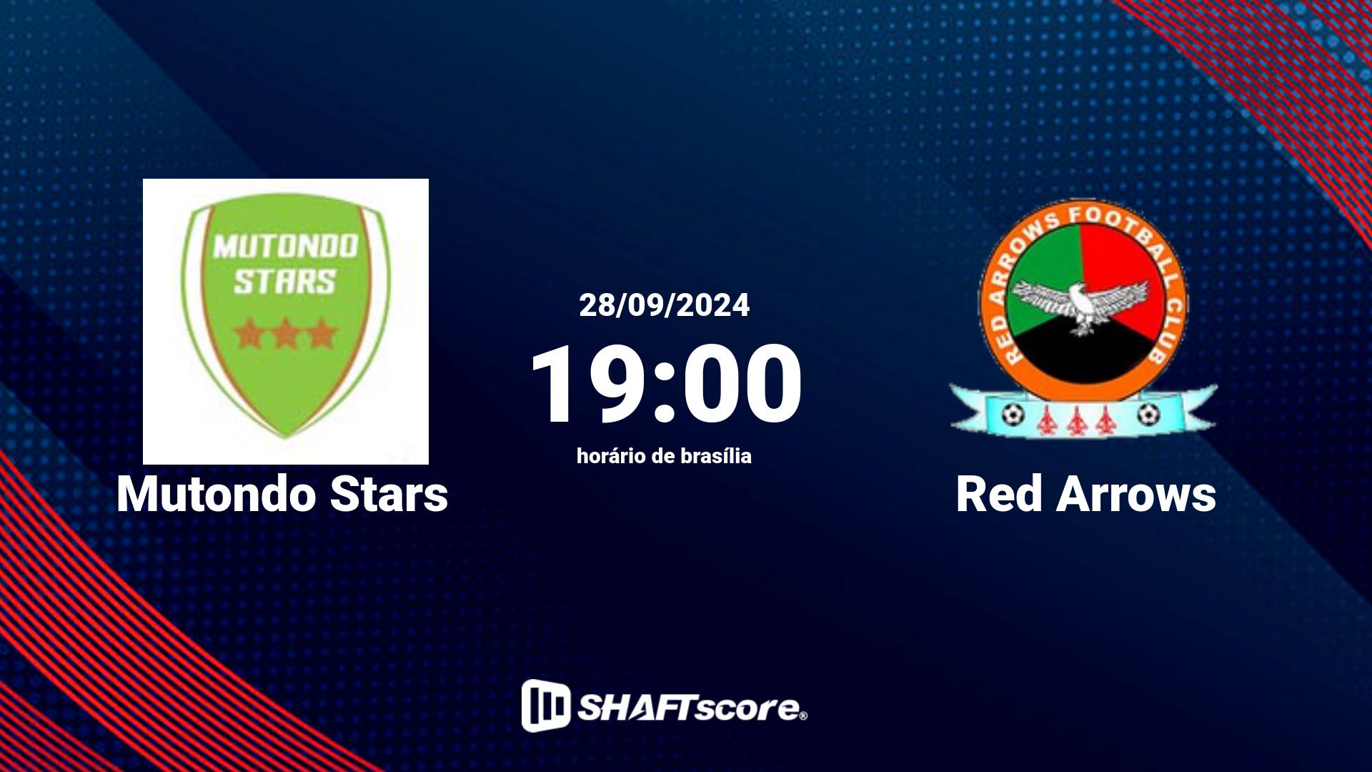 Estatísticas do jogo Mutondo Stars vs Red Arrows 28.09 19:00