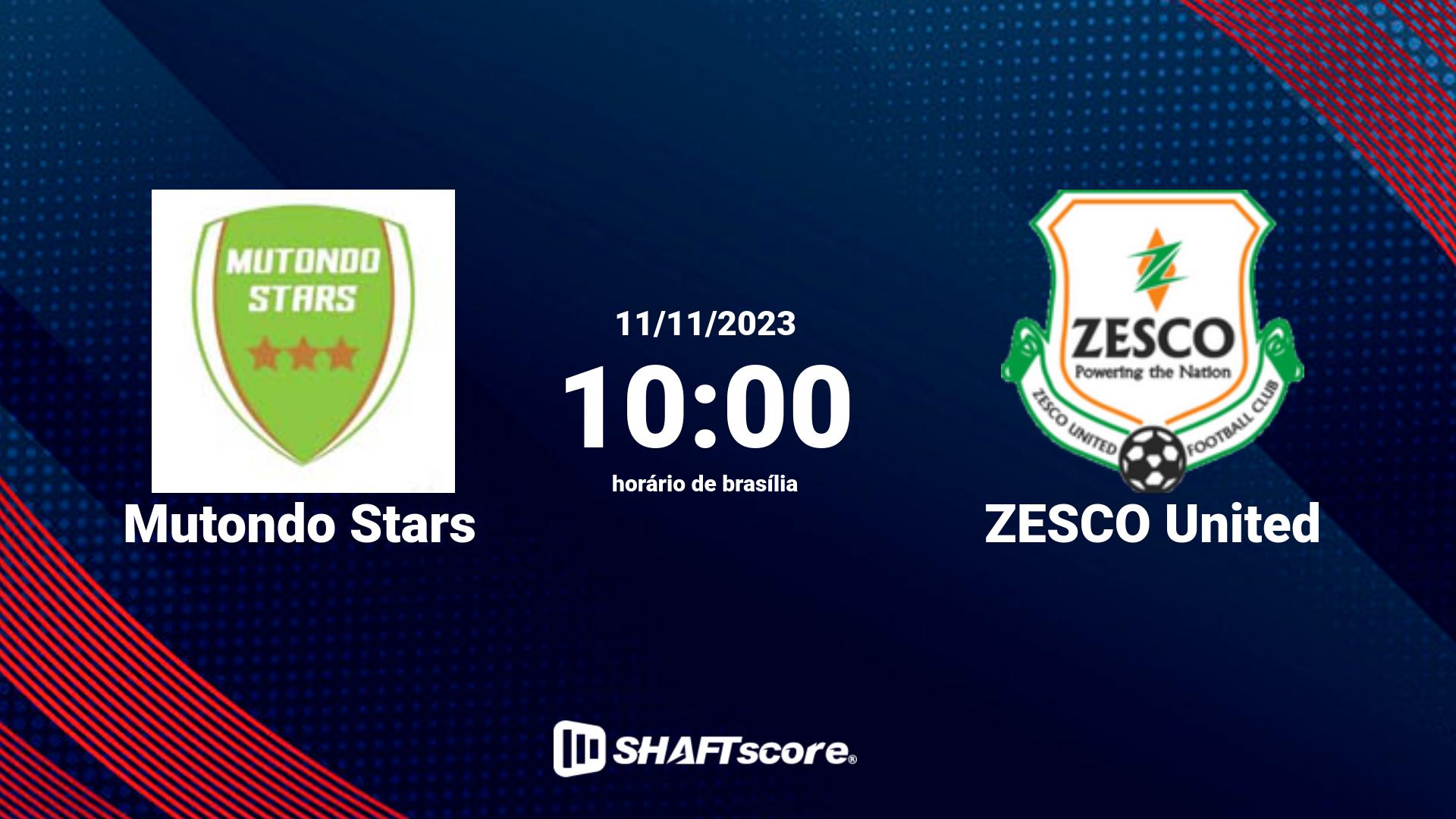 Estatísticas do jogo Mutondo Stars vs ZESCO United 11.11 10:00