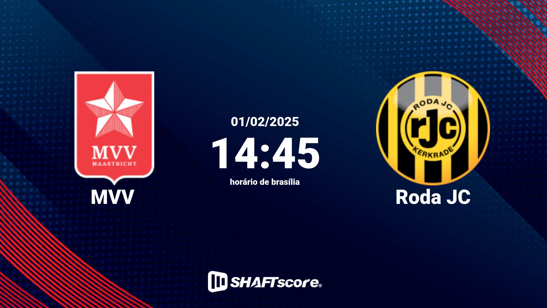 Estatísticas do jogo MVV vs Roda JC 01.02 14:45