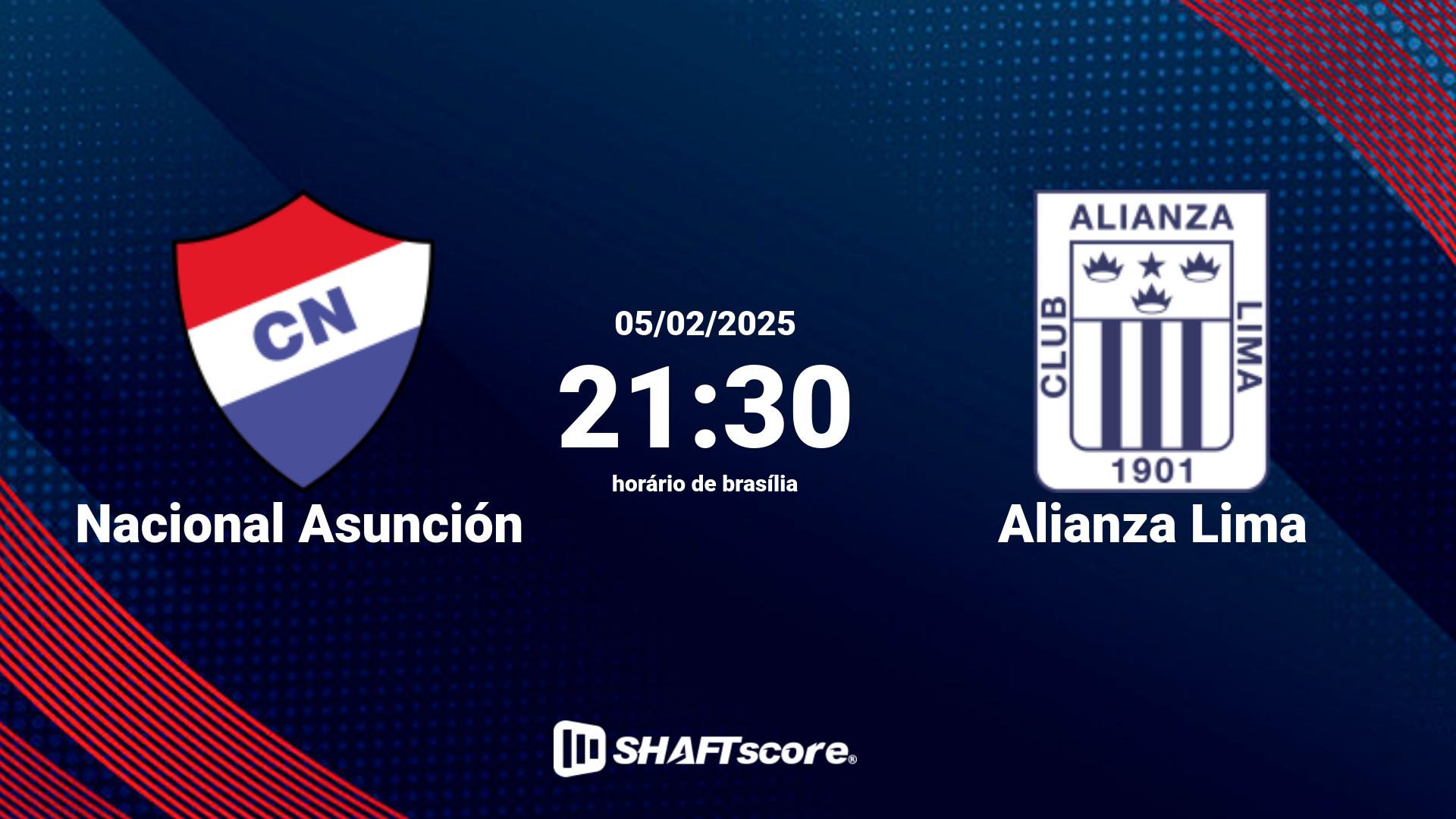 Estatísticas do jogo Nacional Asunción vs Alianza Lima 05.02 21:30