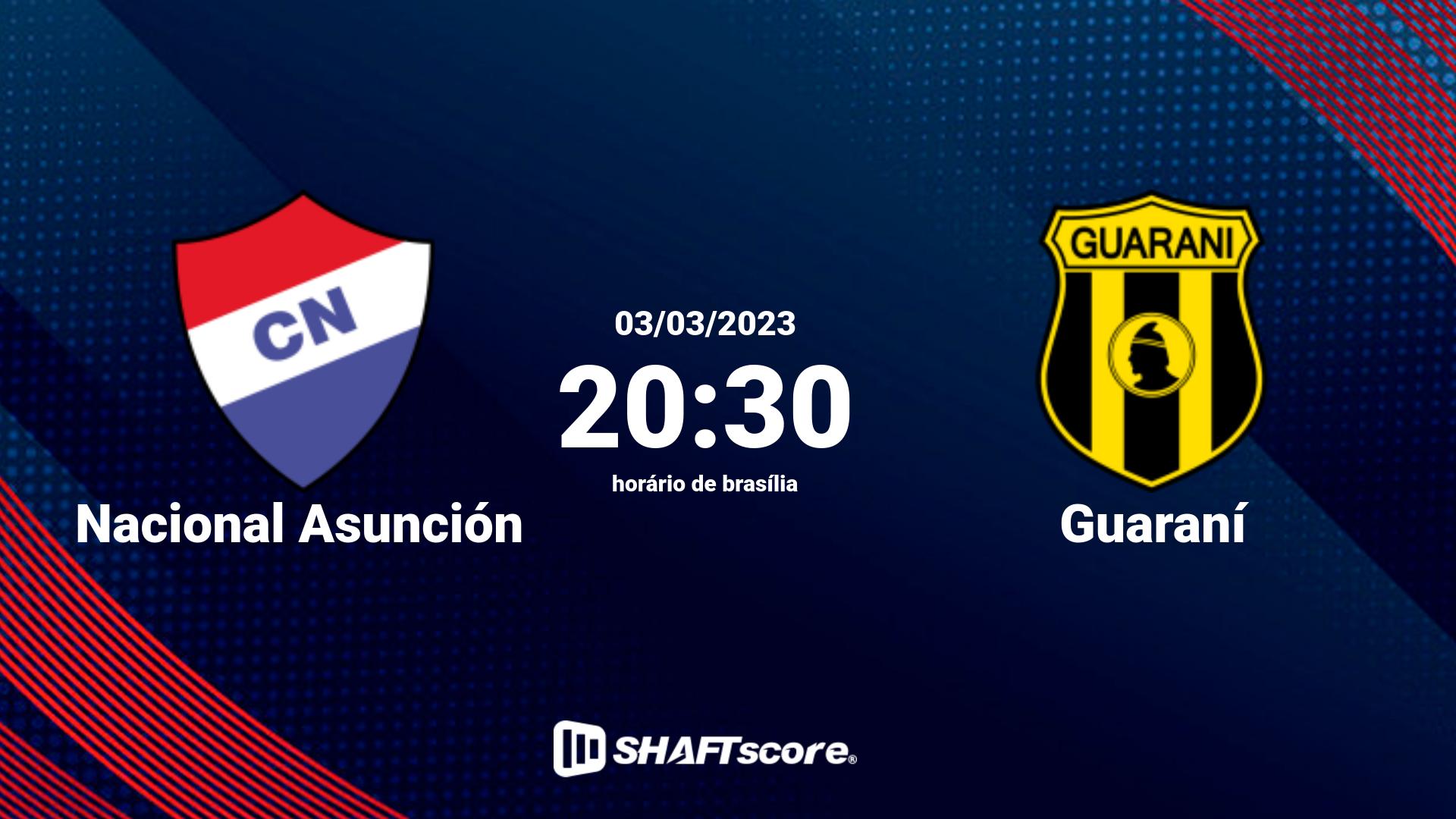 Estatísticas do jogo Nacional Asunción vs Guaraní 03.03 20:30