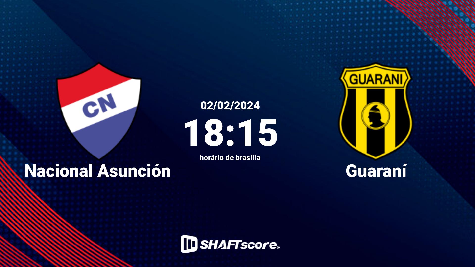 Estatísticas do jogo Nacional Asunción vs Guaraní 02.02 18:15