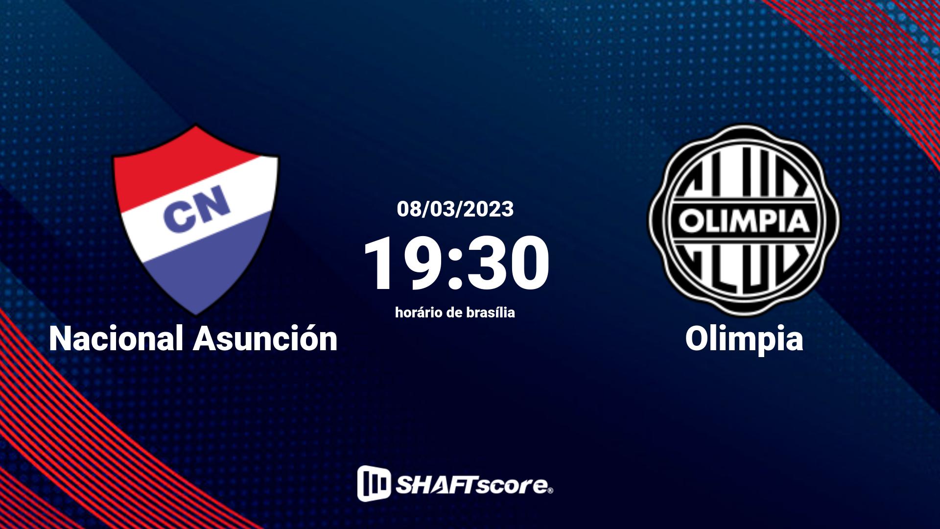 Estatísticas do jogo Nacional Asunción vs Olimpia 08.03 19:30