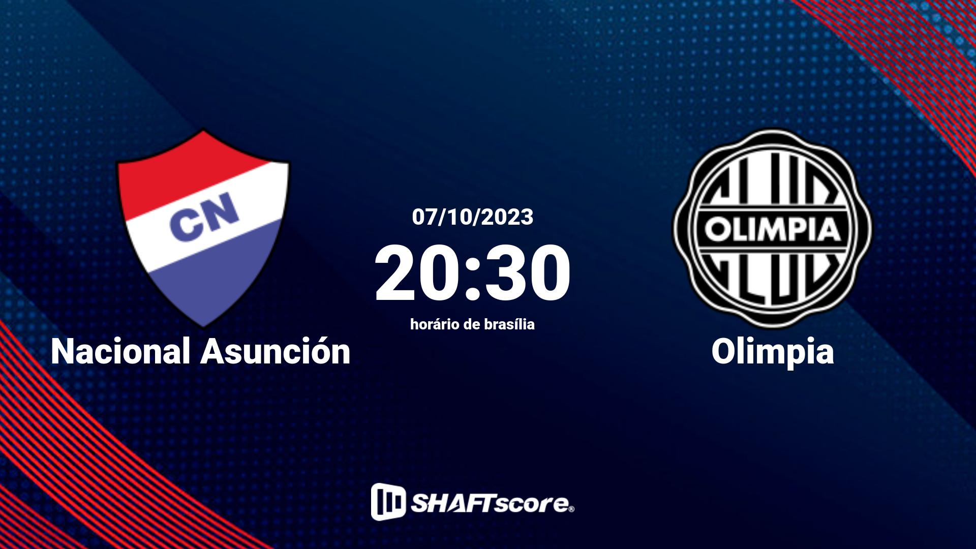 Estatísticas do jogo Nacional Asunción vs Olimpia 07.10 20:30