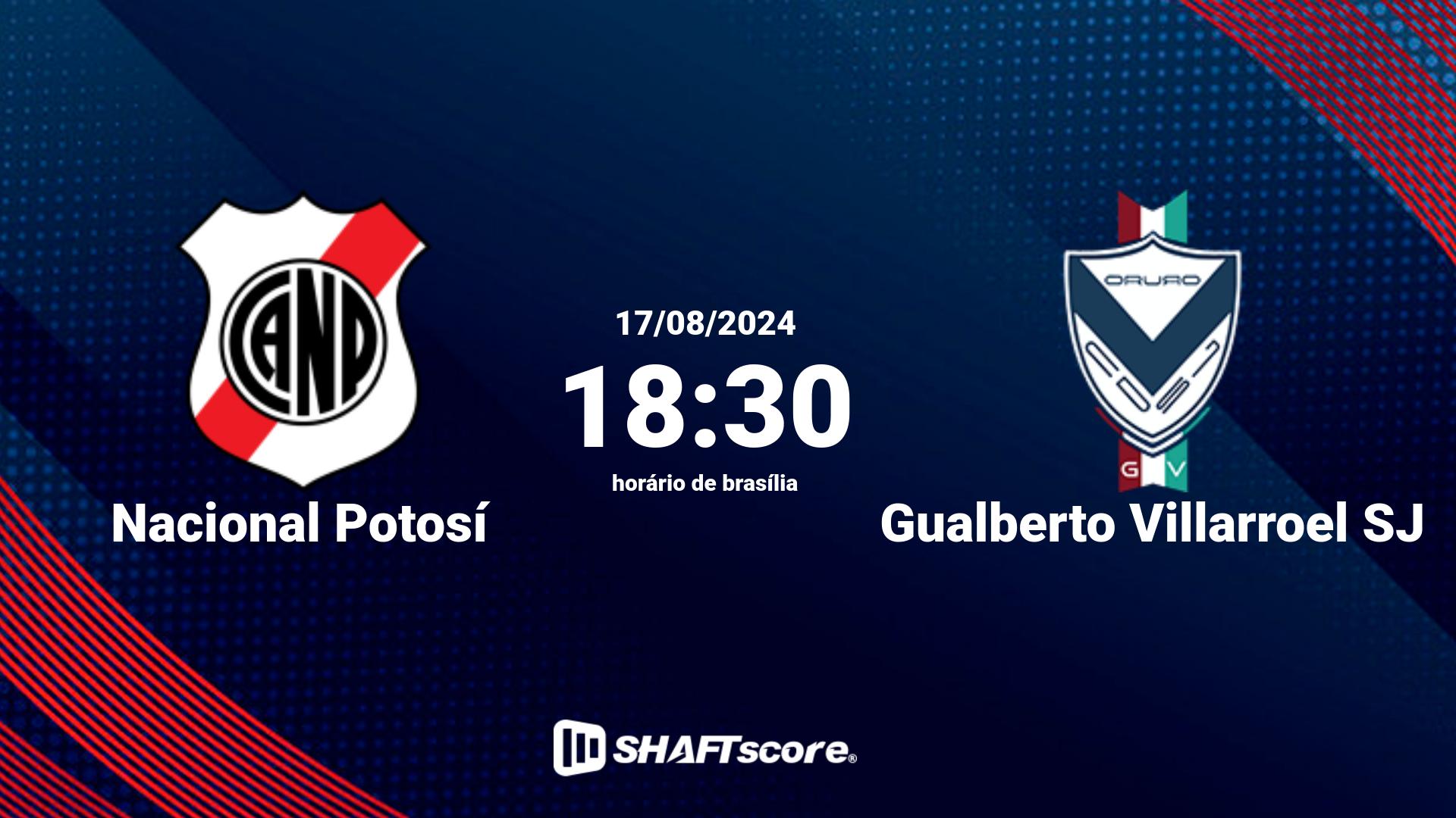 Estatísticas do jogo Nacional Potosí vs Gualberto Villarroel SJ 17.08 18:30