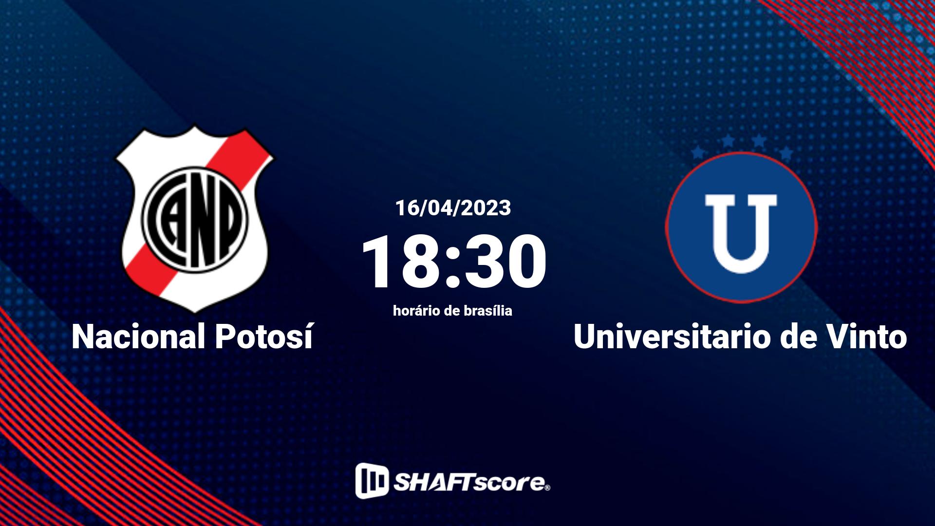 Estatísticas do jogo Nacional Potosí vs Universitario de Vinto 16.04 18:30